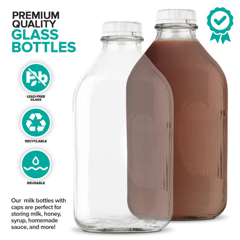 Botella de vidrio Stock Your Home en refrigerador manteniendo bebidas frescas.