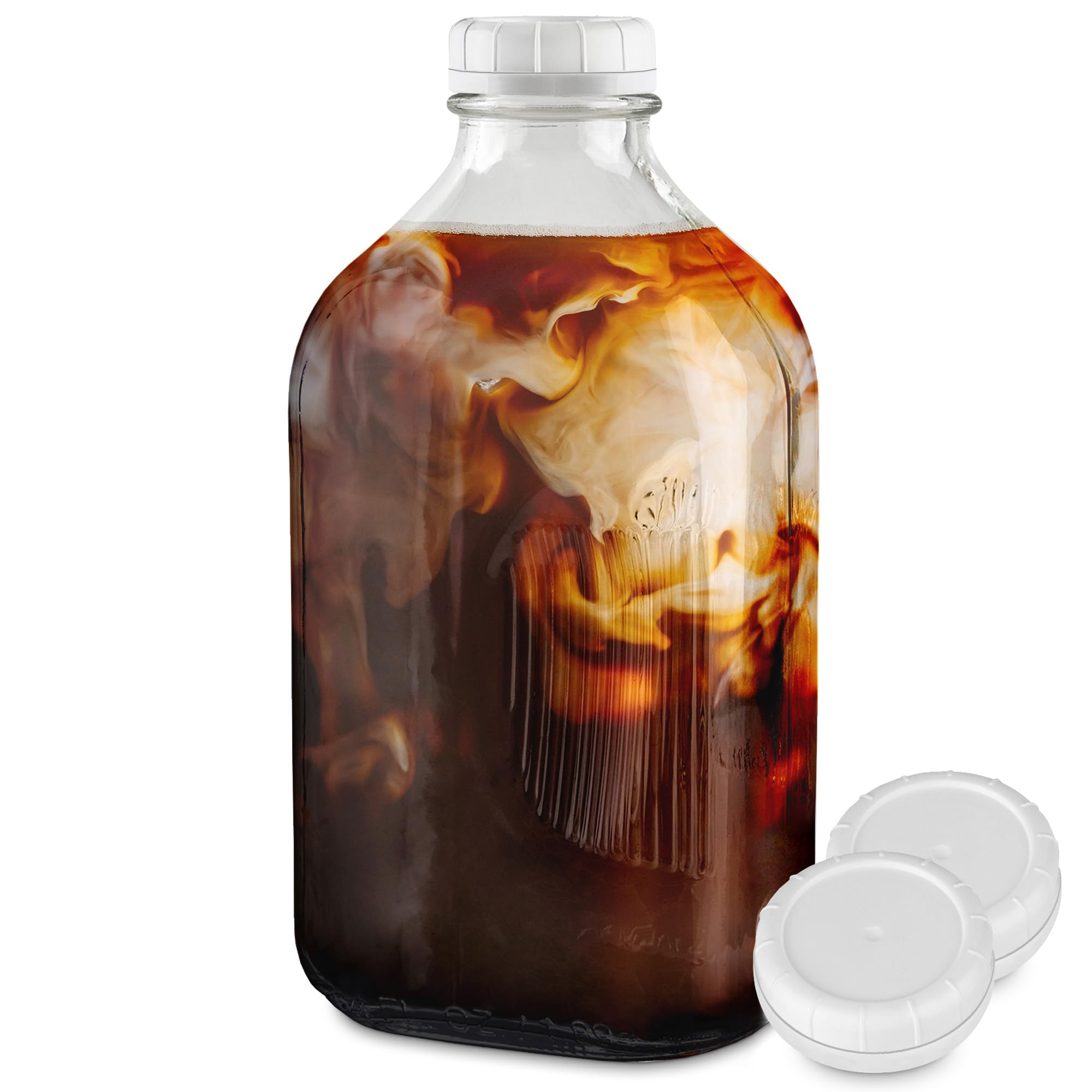 Stock Your Home botella de vidrio medio galón con tapa, ideal para bebidas.