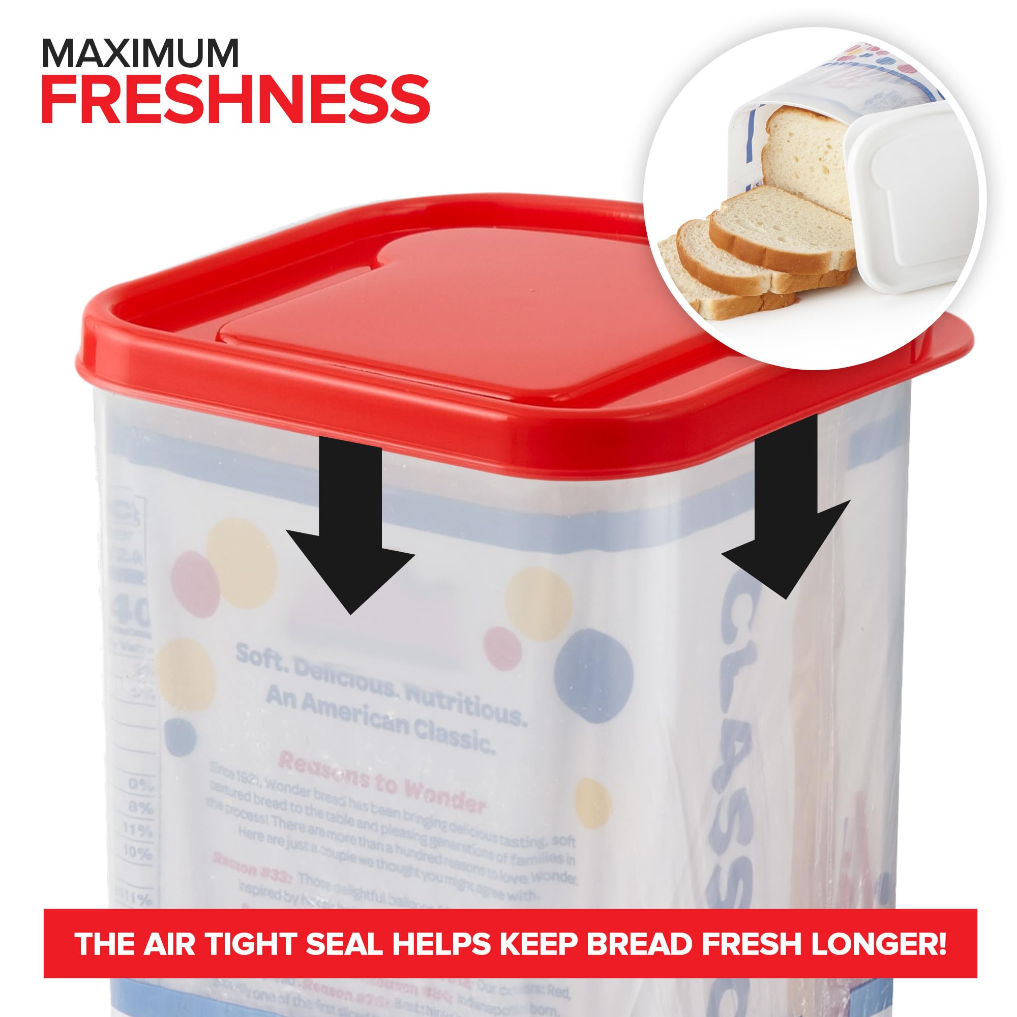 Contenedor de pan plástico sin BPA Stock Your Home protege hogazas y frescura.