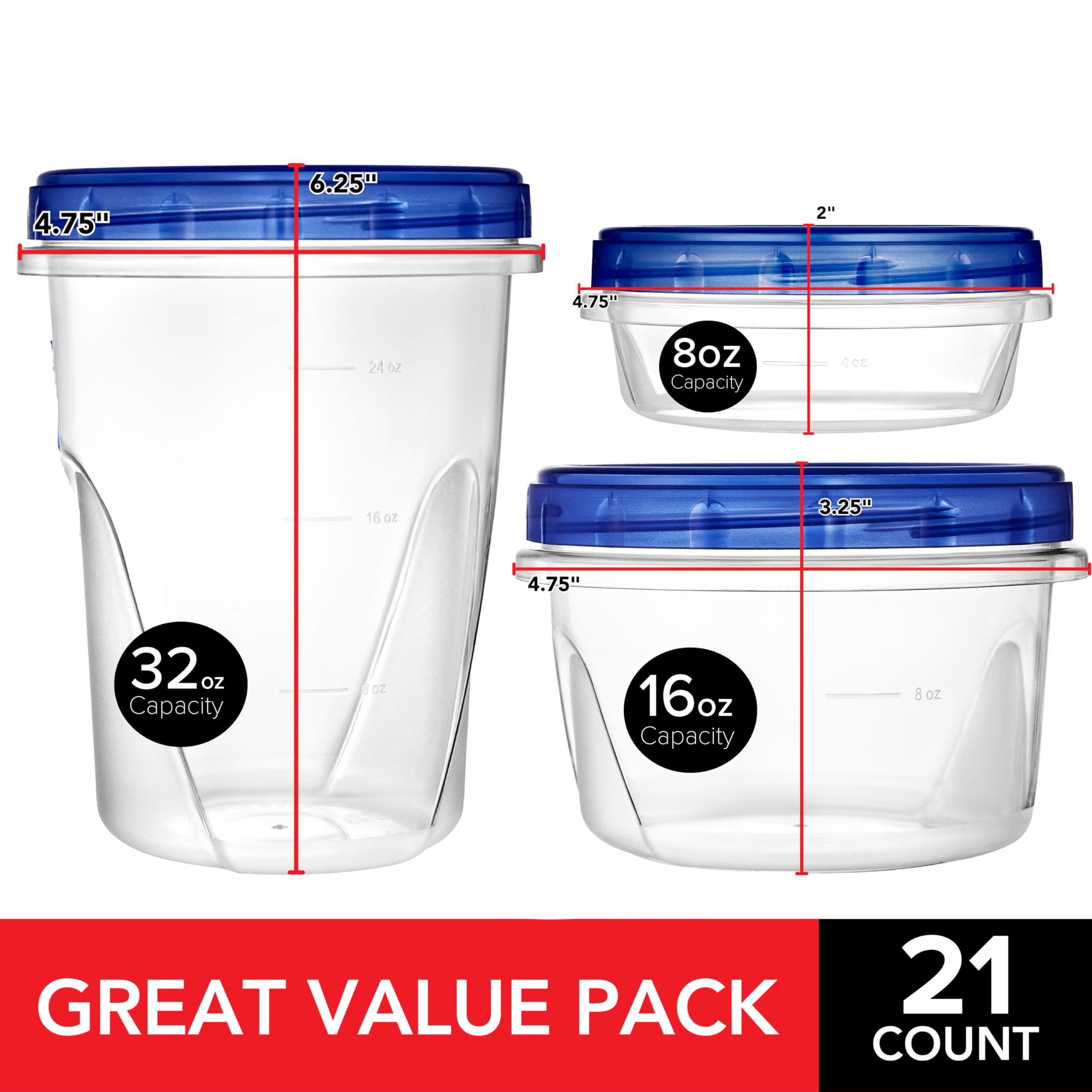 Stock Your Home contenedores de 16oz con tapa giratoria para porciones