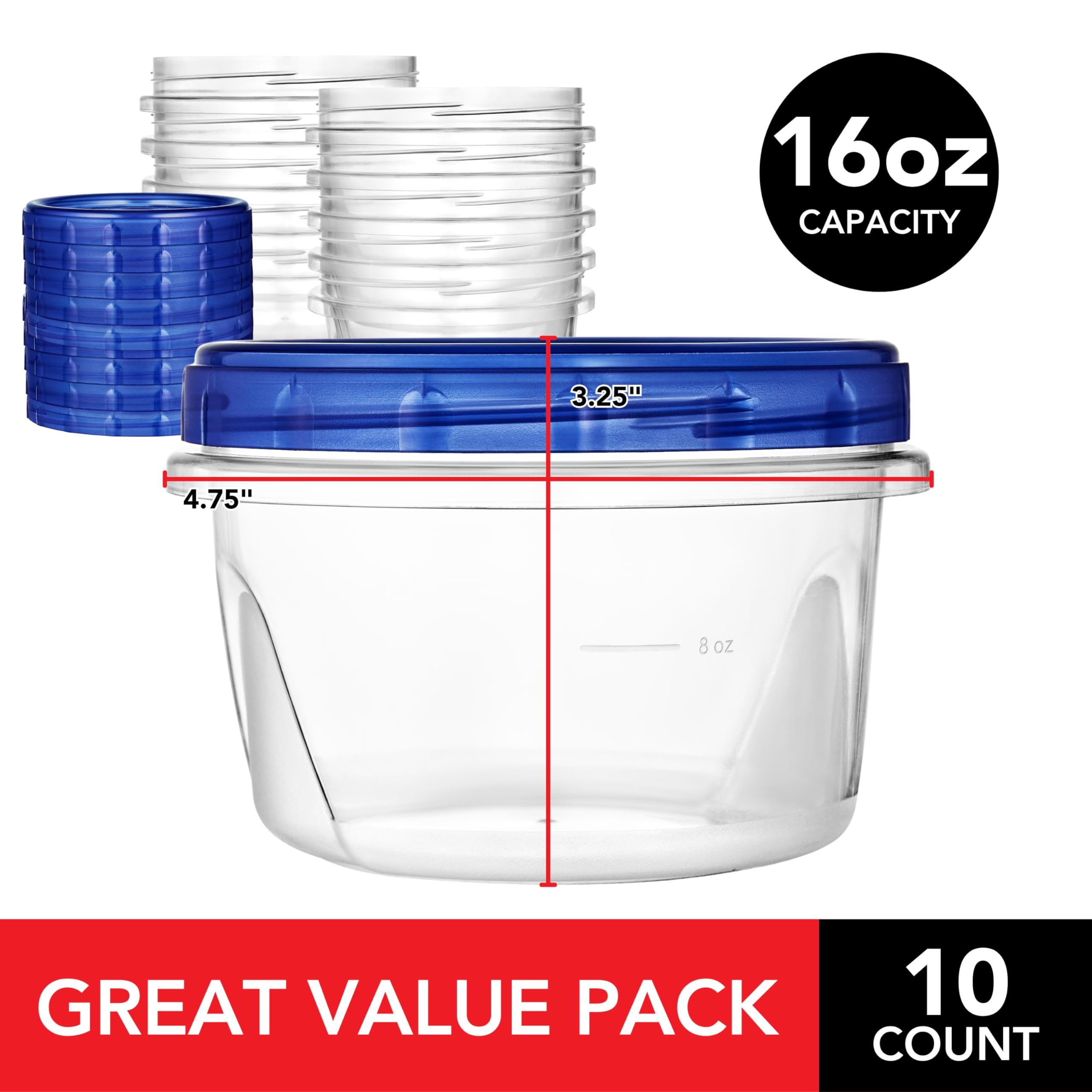 Stock Your Home contenedores 2 tazas con tapa para sobras seguras