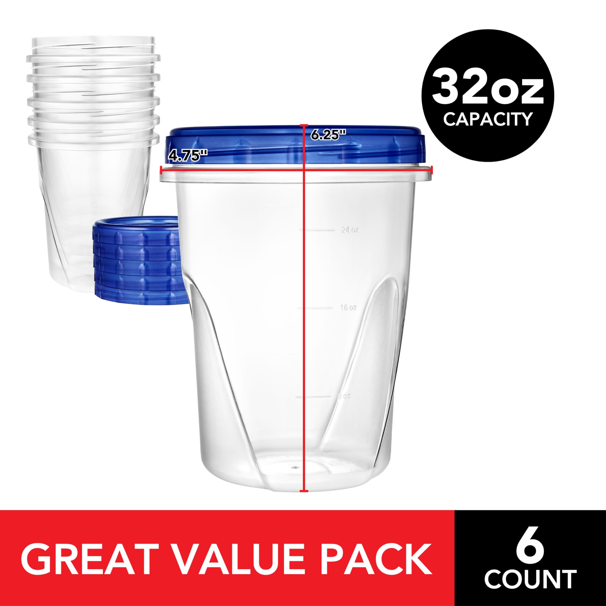 Stock Your Home: contenedores 32oz para congelador con tapas hermeticas.
