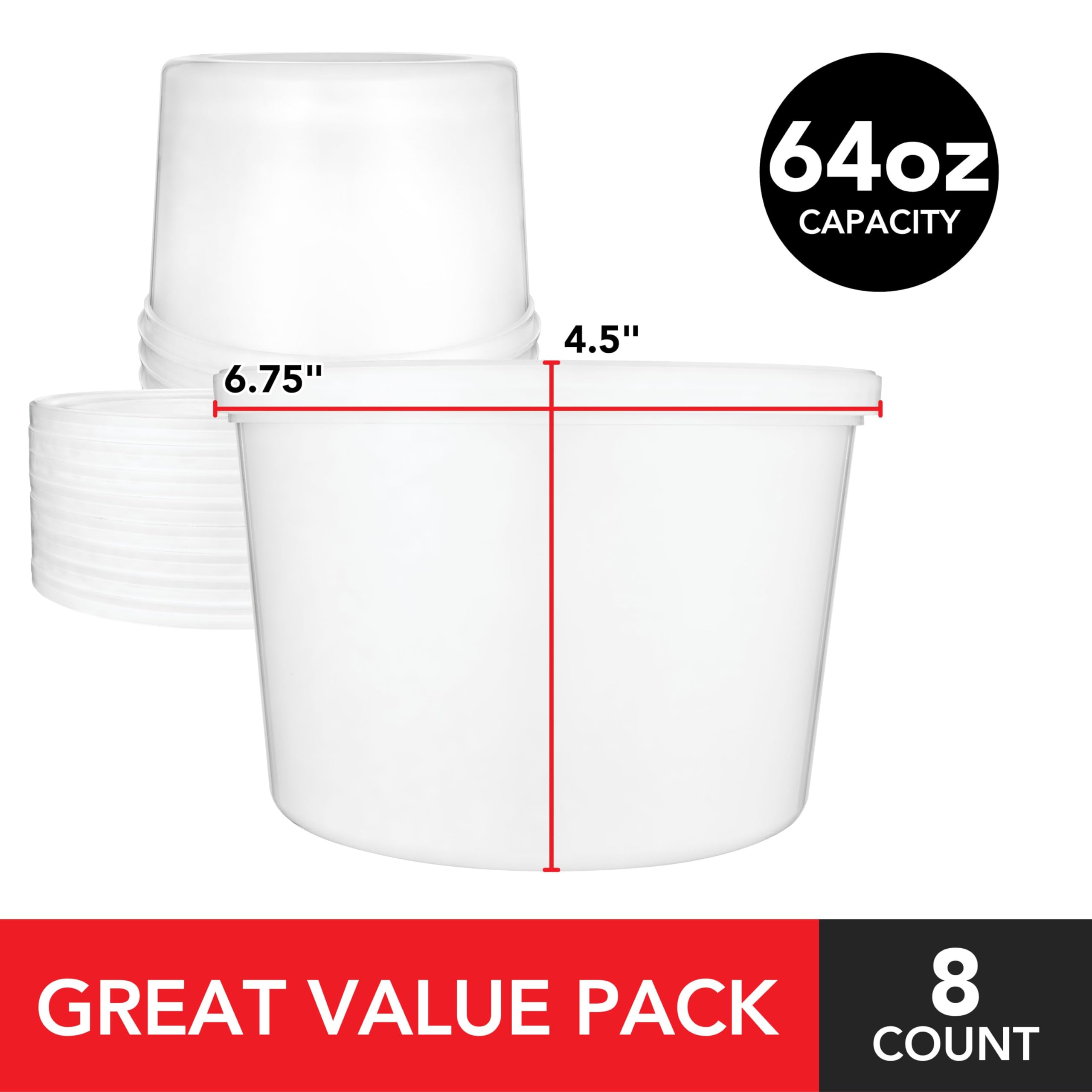 Stock Your Home contenedores para congelador 64oz, reutilizables y apilables para ahorro de espacio.