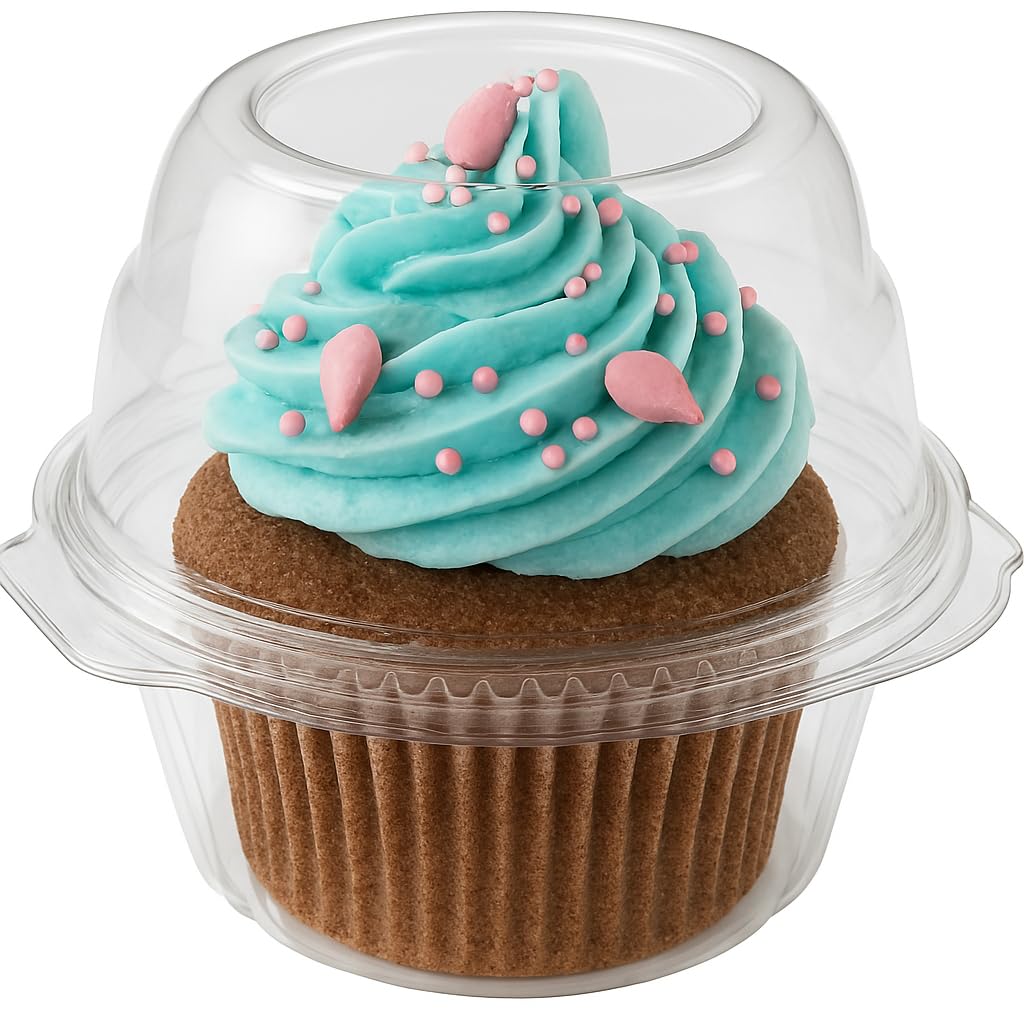 Stock Your Home contenedor plástico transparente para cupcakes, ideal para exhibir sabores.