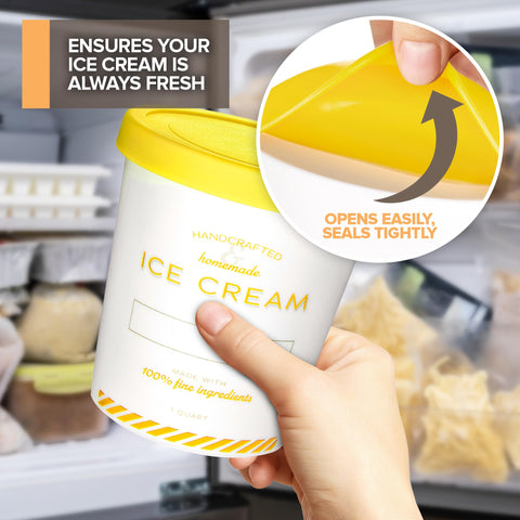 Stock Your Home producto libre de BPA para almacenamiento seguro de helados caseros.