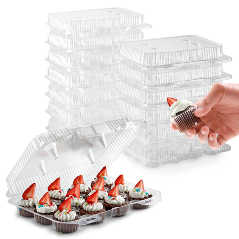 Stock Your Home contenedores mini cupcake de 12 compartimentos, exhibe dulces pequeños con tapa clara.