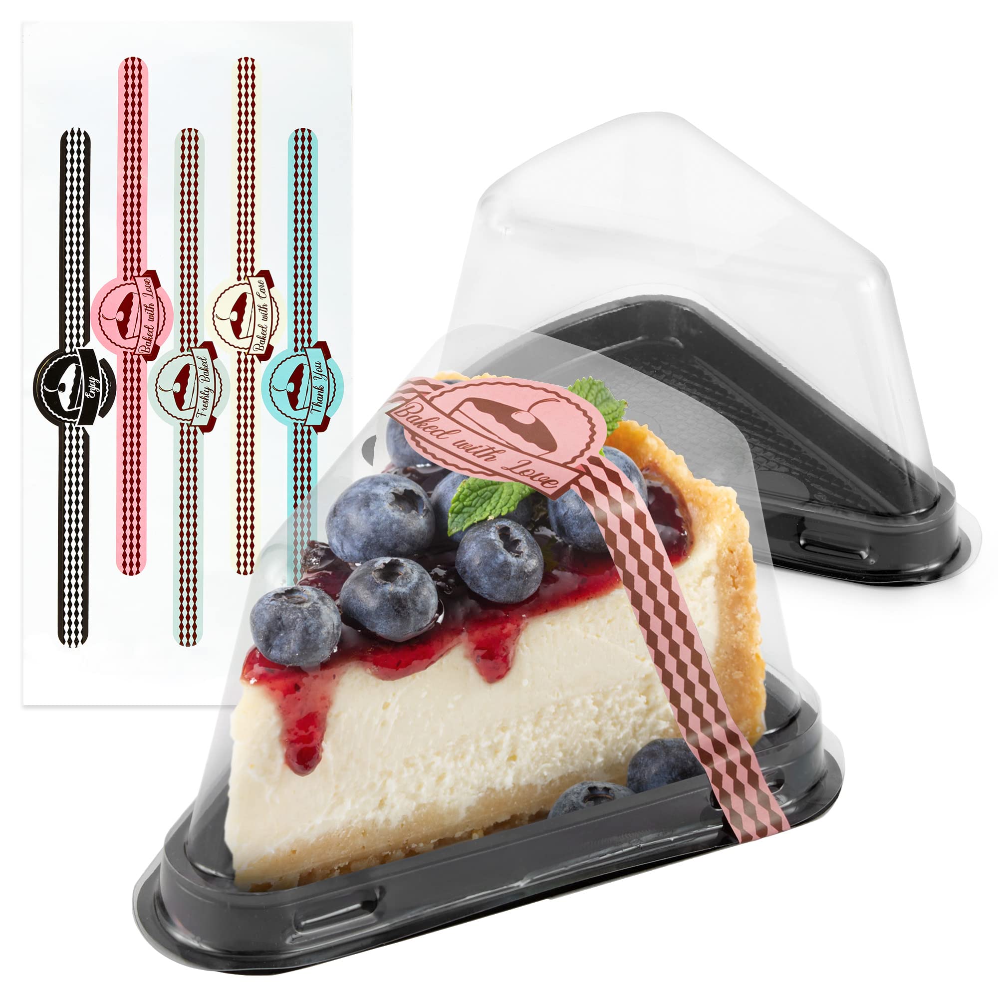 Stock Your Home contenedor triangular para pasteles, muestra decoración con tapa clara.