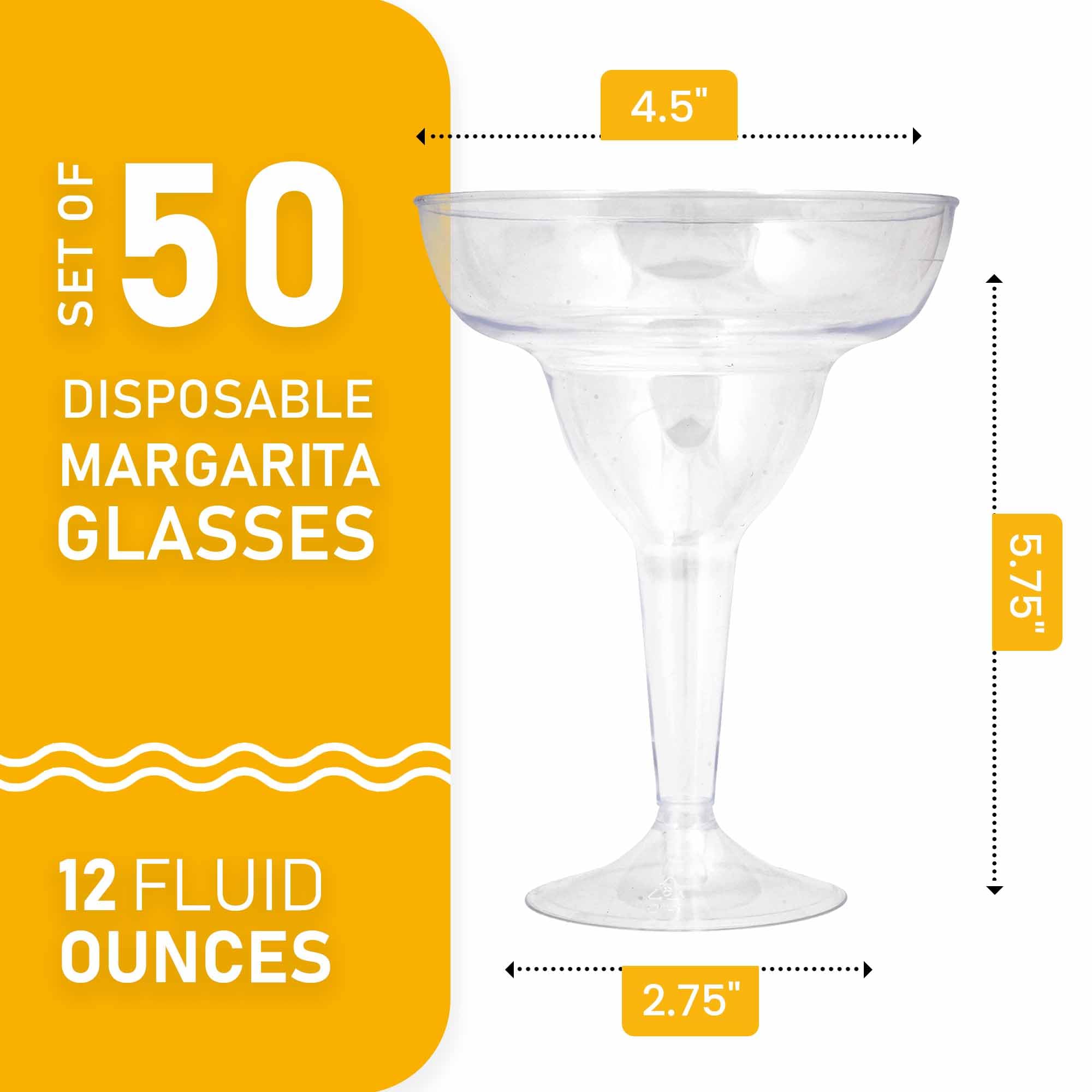 Copas margarita Stock Your Home apilables y claras, 12 oz.