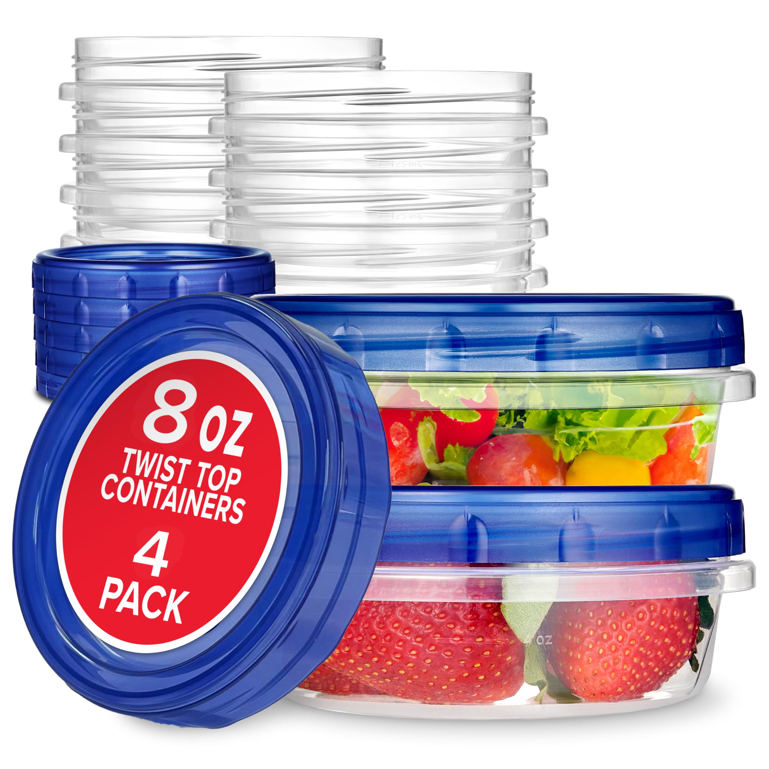 Stock Your Home envases 8oz con tapa roscada para sobras sin derrames.