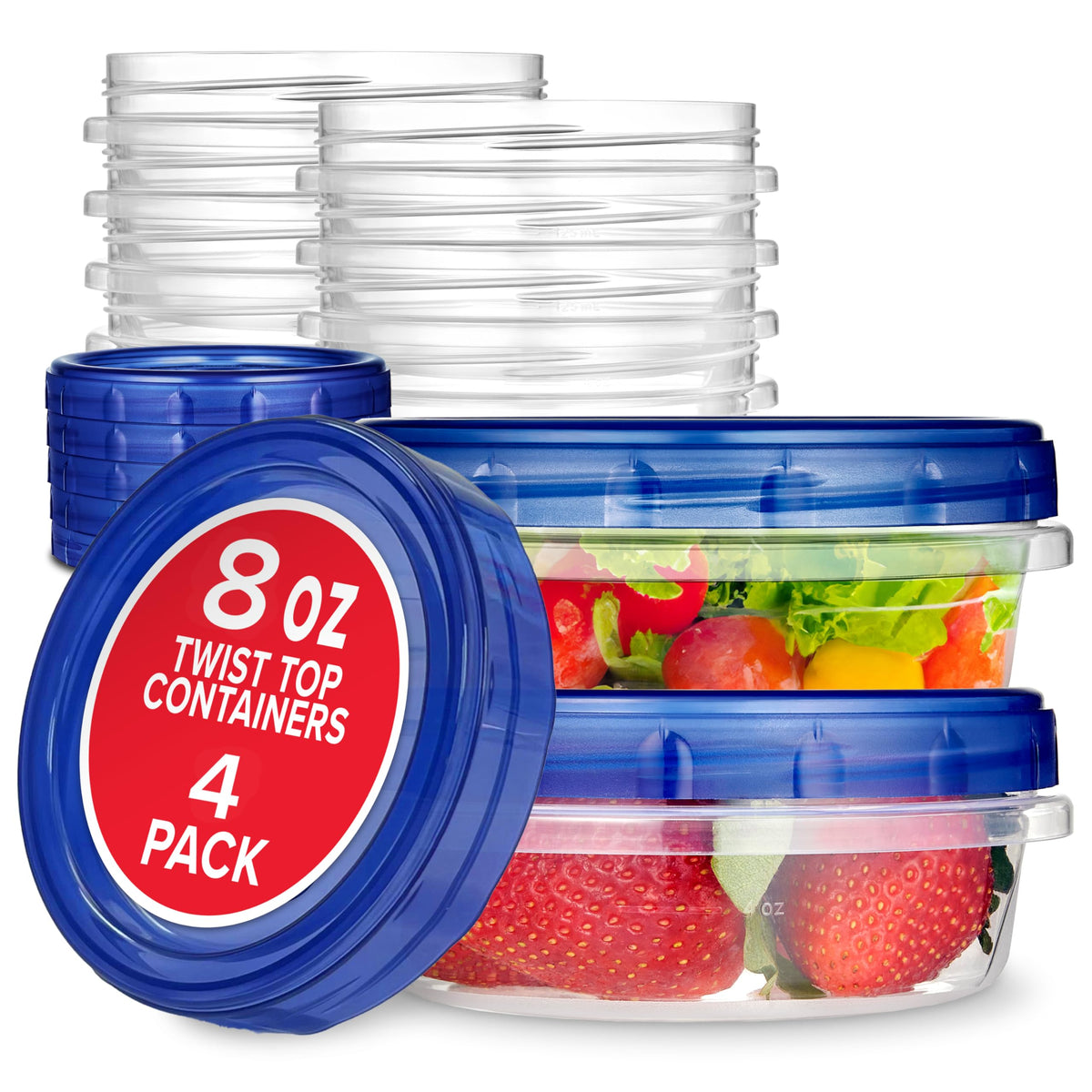 Stock Your Home envases 8oz con tapa roscada para sobras sin derrames.