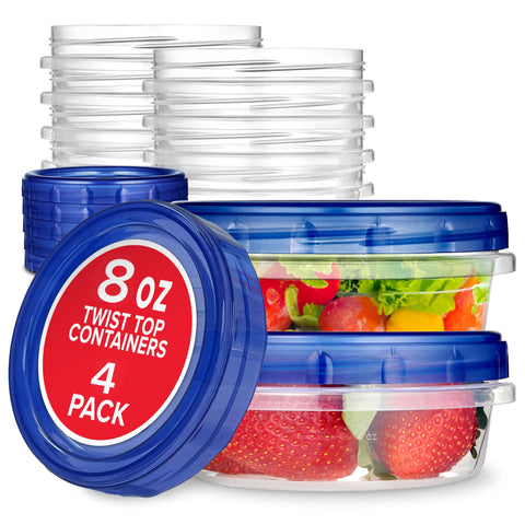 Stock Your Home envases 8oz con tapa roscada para sobras sin derrames.