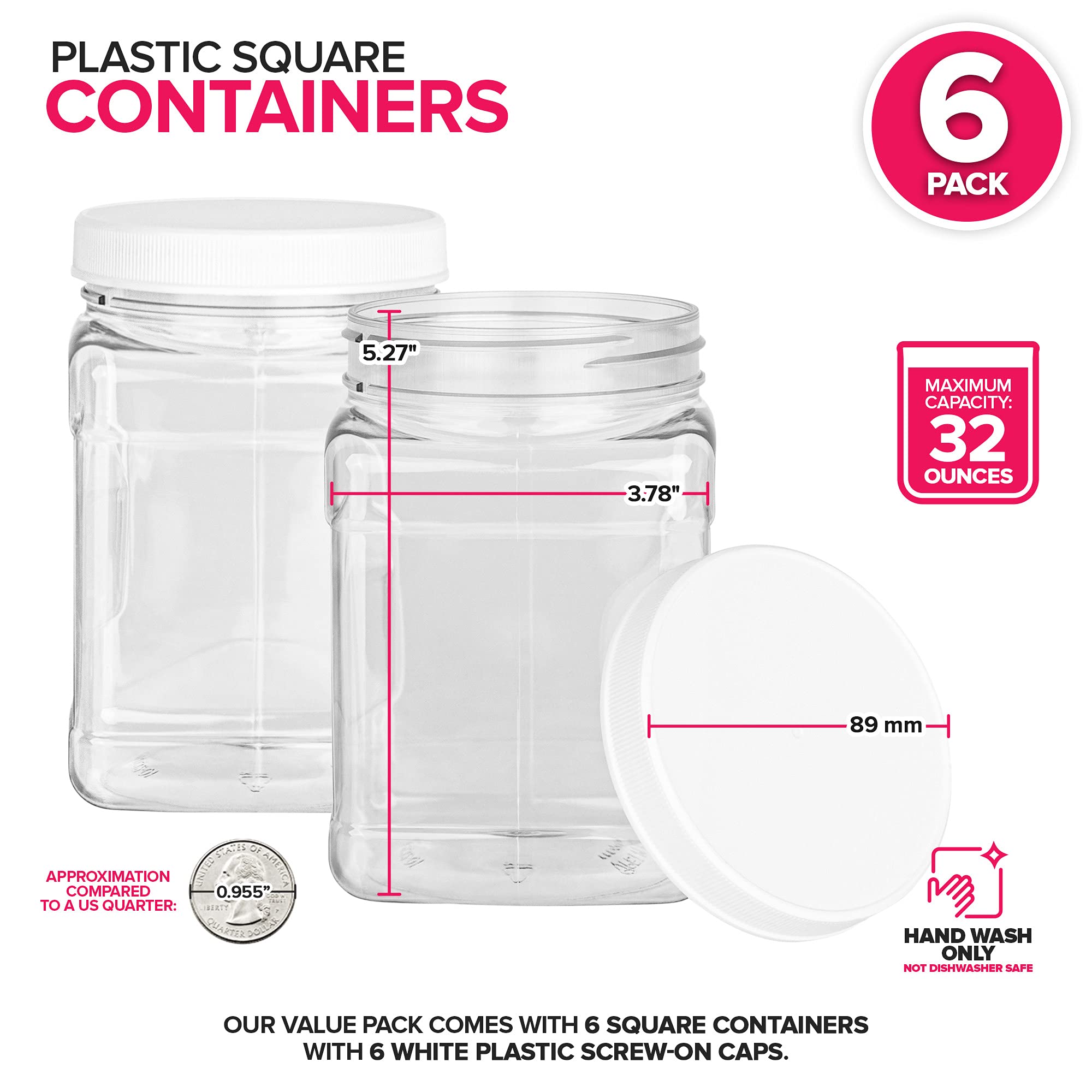 Stock Your Home jarras cuadradas apilables con tapa, ahorro de espacio para despensa.