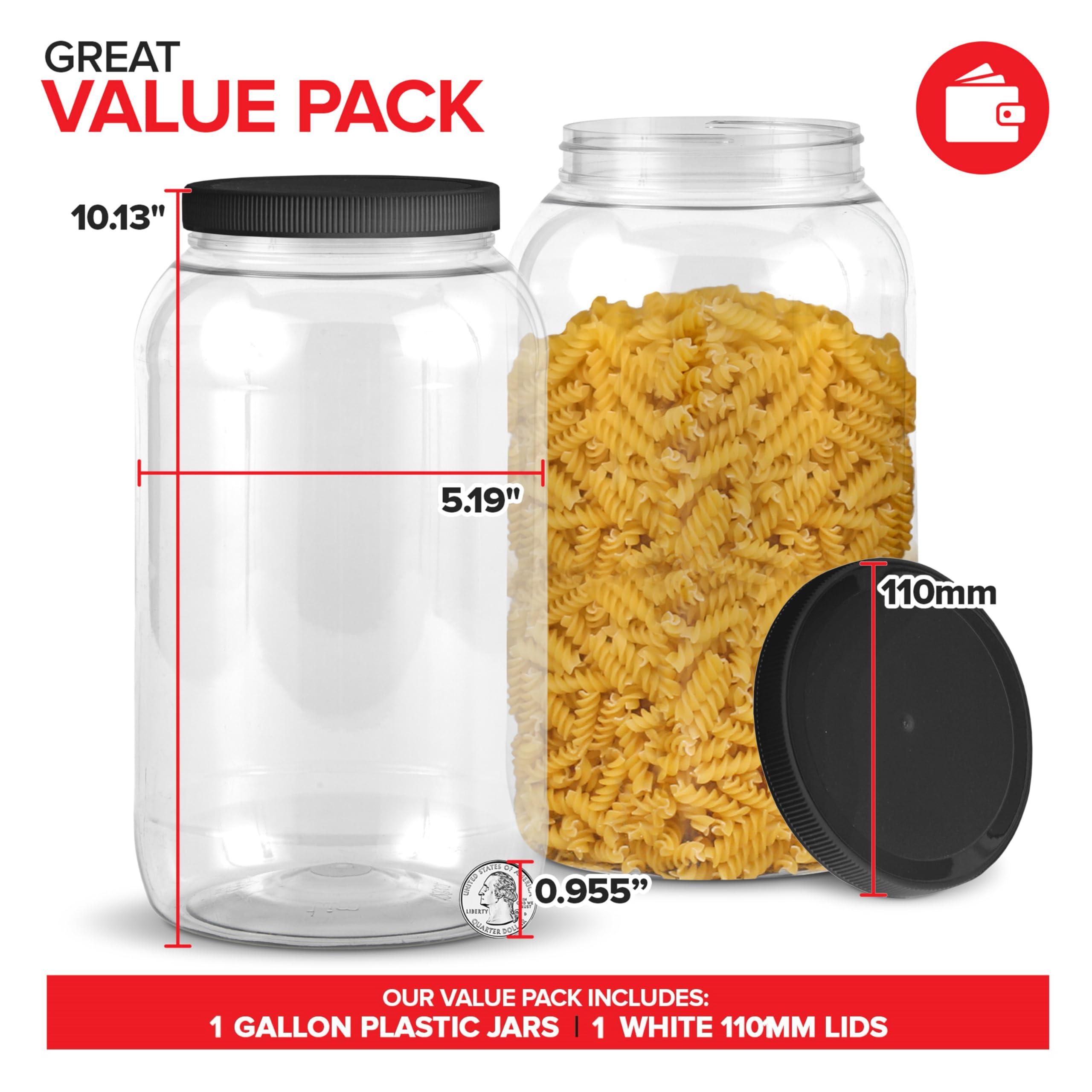 Lata plástica clara Stock Your Home con boca amplia para llenado y verificación fácil.
