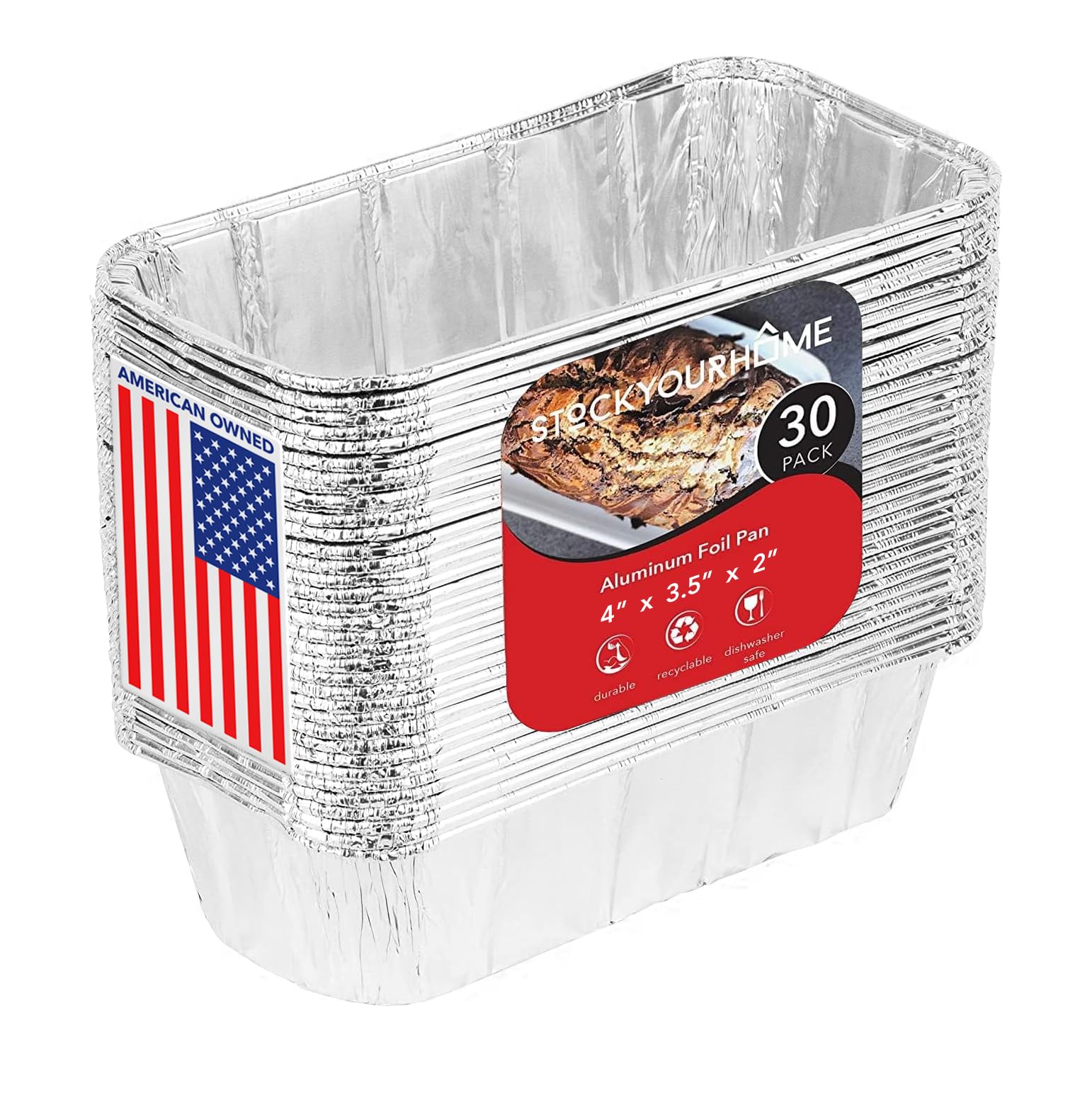 Stock Your Home mini pan de molde en aluminio, ideal para hornear pan y pasteles.