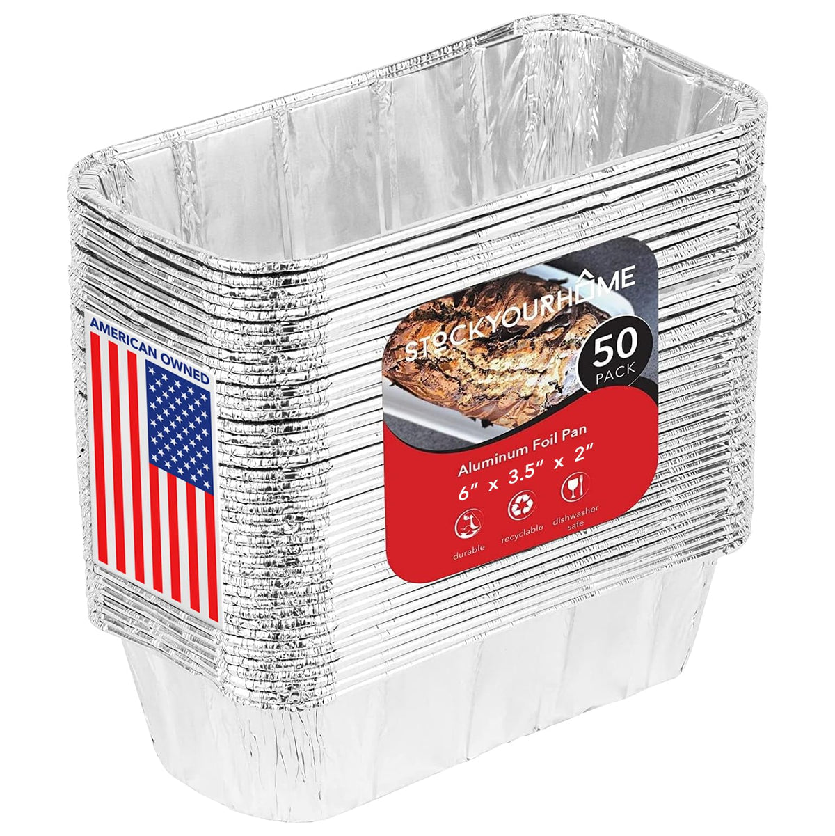 Stock Your Home: molde aluminio mini 6x3.5x2 pulgadas, porciones uniformes