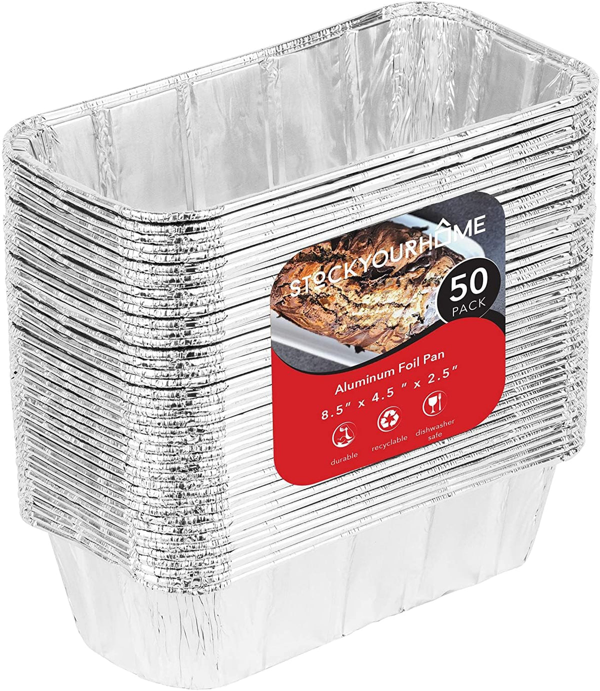 Stock Your Home: molde mini pan aluminio 2lb apilable para porciones horneadas.
