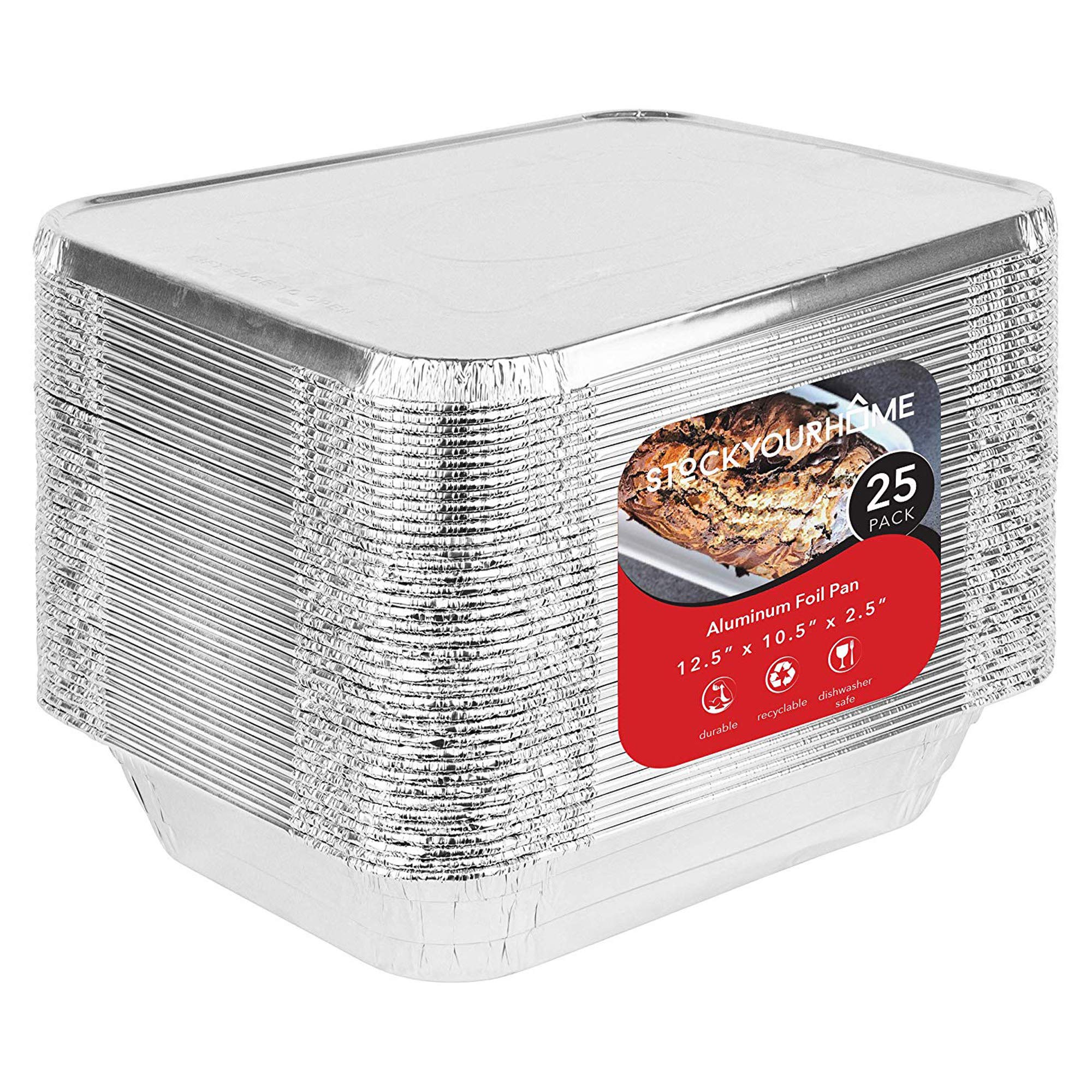 Stock Your Home: pan de aluminio 9x13 con tapa, ideal para hornear y servir.