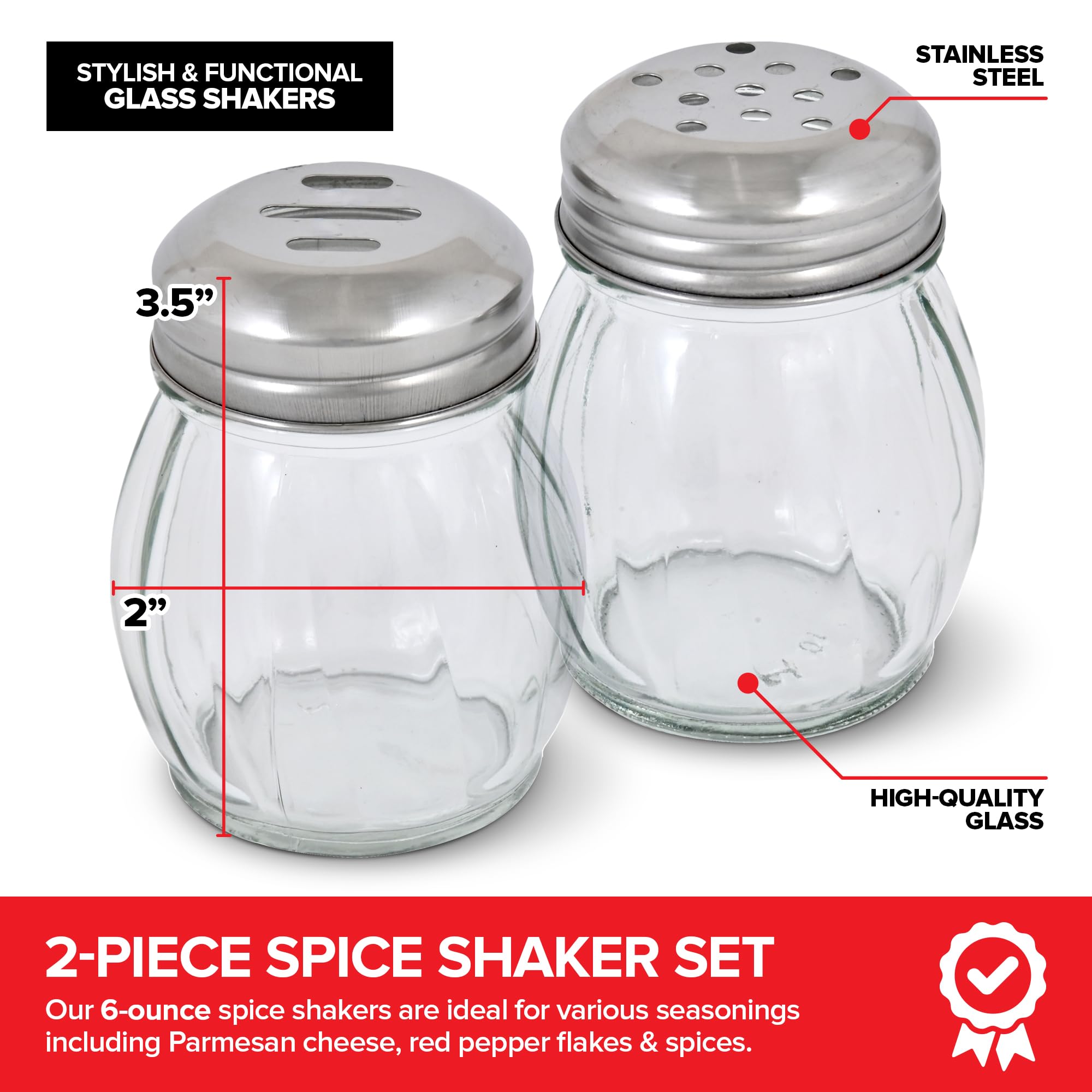 Stock Your Home dispensador de parmesano de vidrio 6 onzas con tapa ranurada