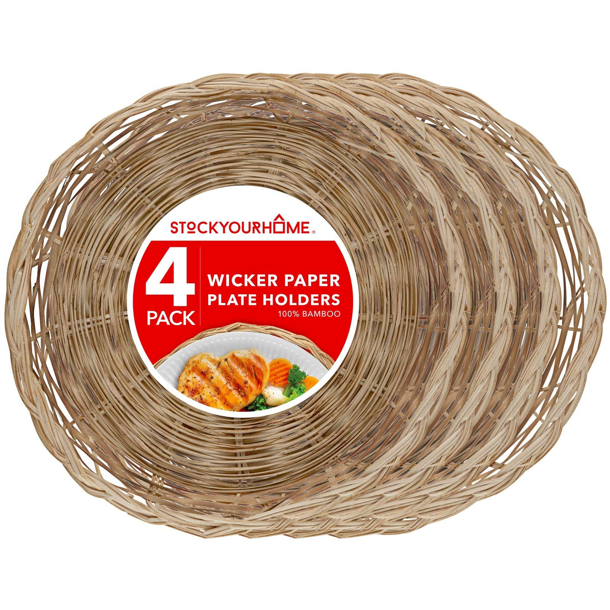 Stock Your Home: soporte para placas de papel de bambú de 10 pulgadas, estable para comidas.