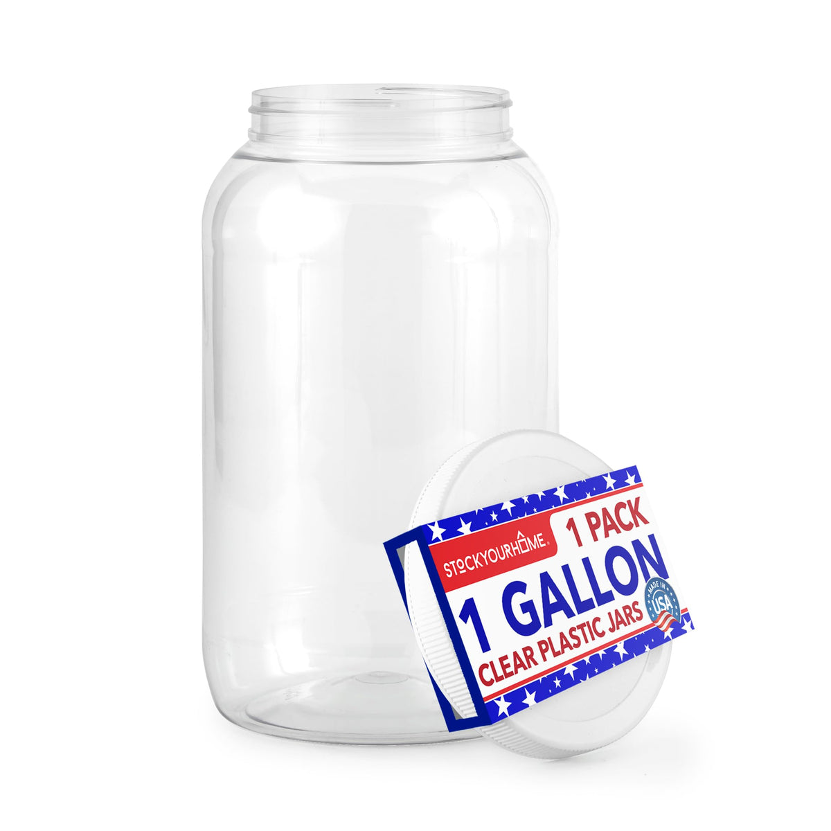 Stock Your Home tarro plástico de 1 galón con tapa transparente, ideal para organización.