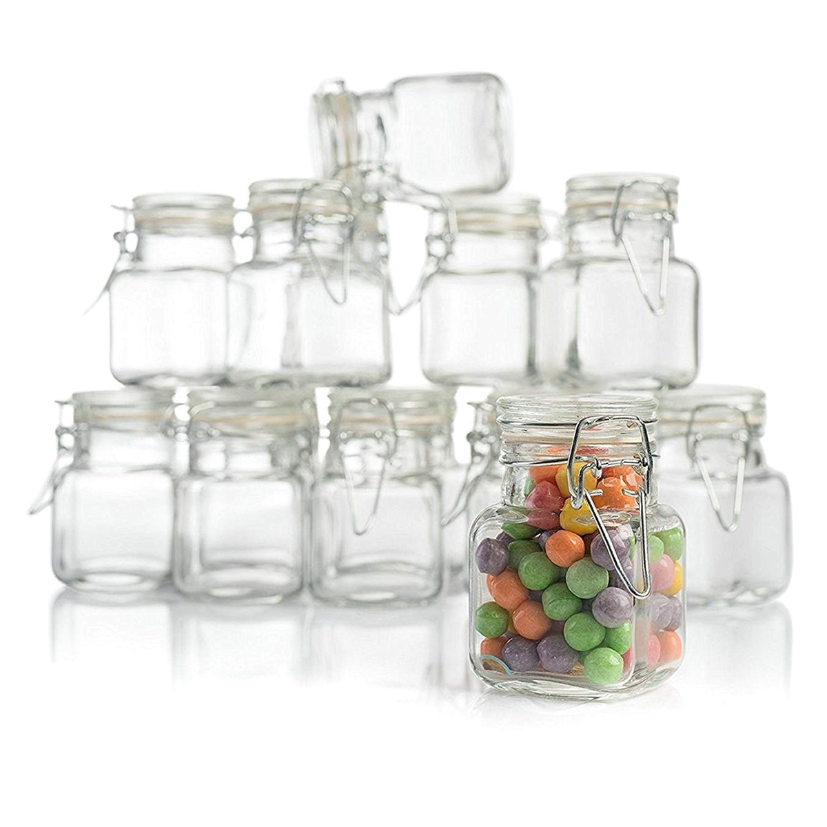 Stock Your Home tarros cristal cuadrados con tapas herméticas para almacenamiento seguro