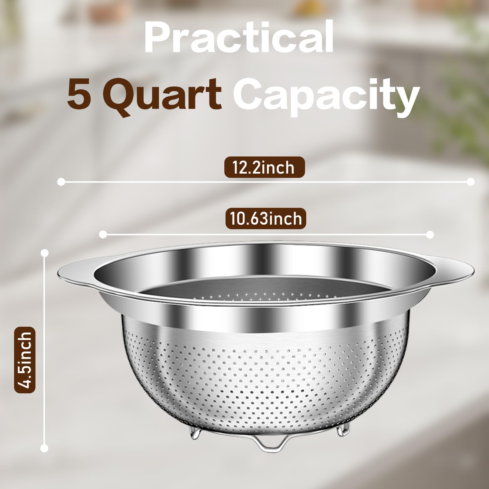 Stockpot colador de una pieza ergonómico, agarre cómodo al drenar.
