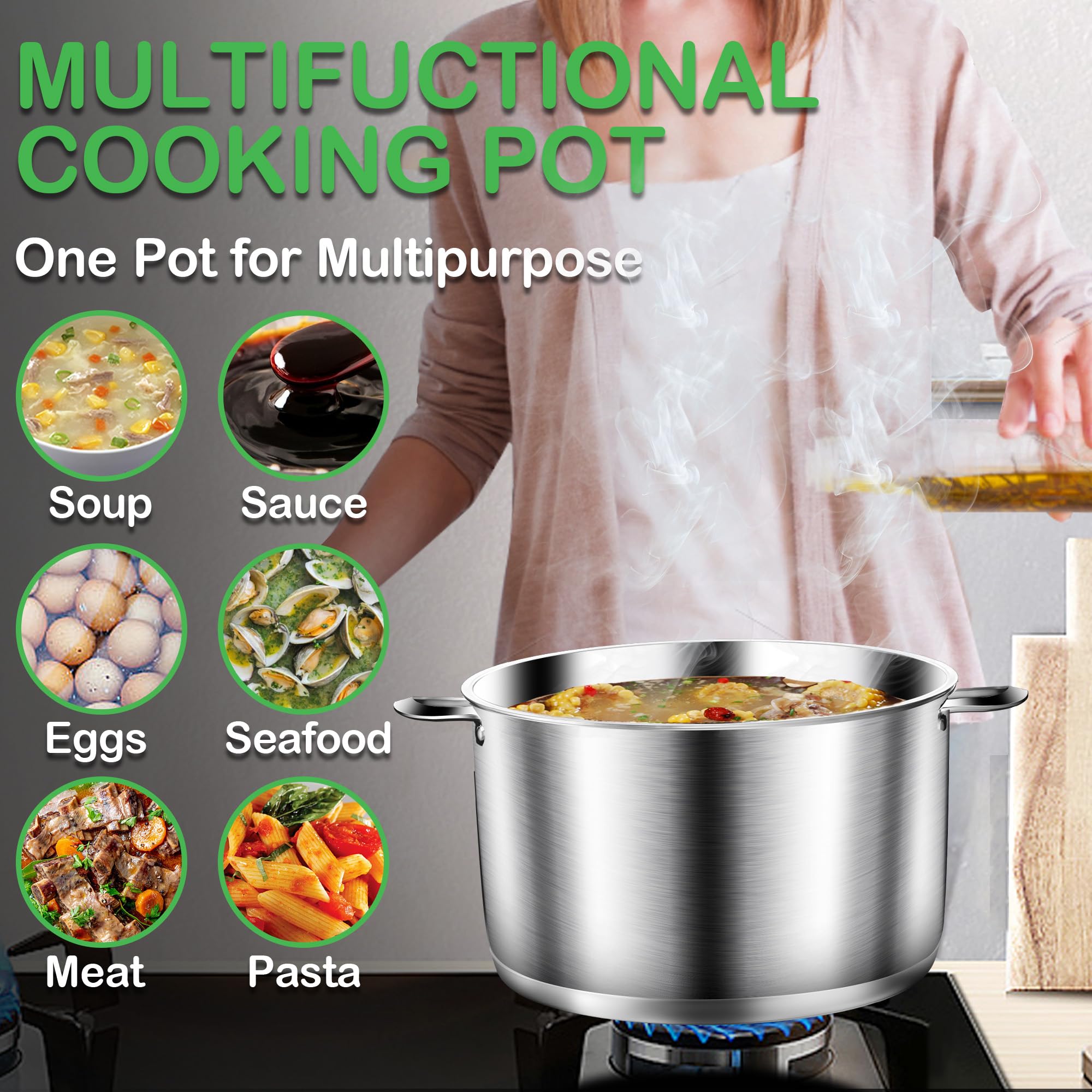 Stockpot remaches interiores anticorrosión aseguran un sellado duradero.