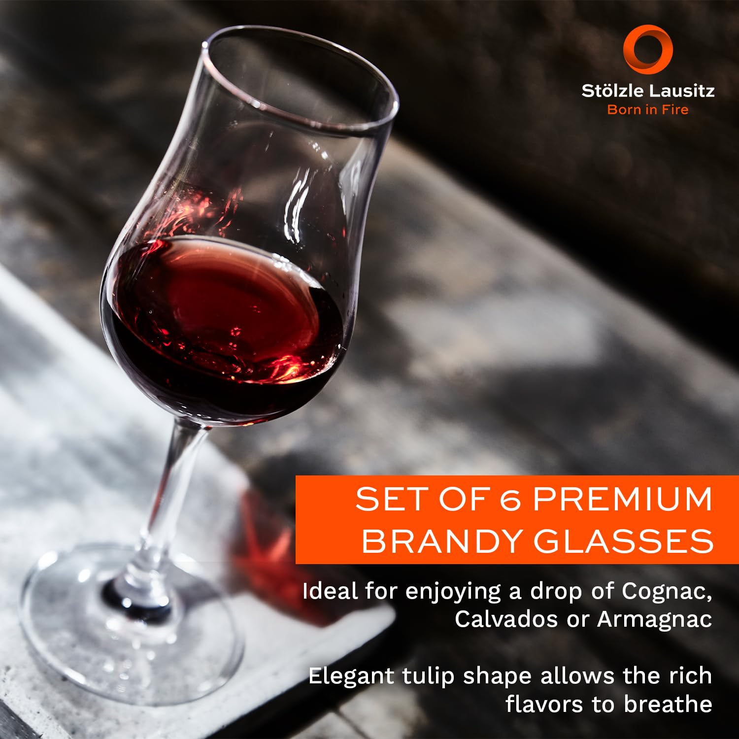 Copa brandy Stölzle Lausitz, forma tulipán para dirigir aromas intensos.