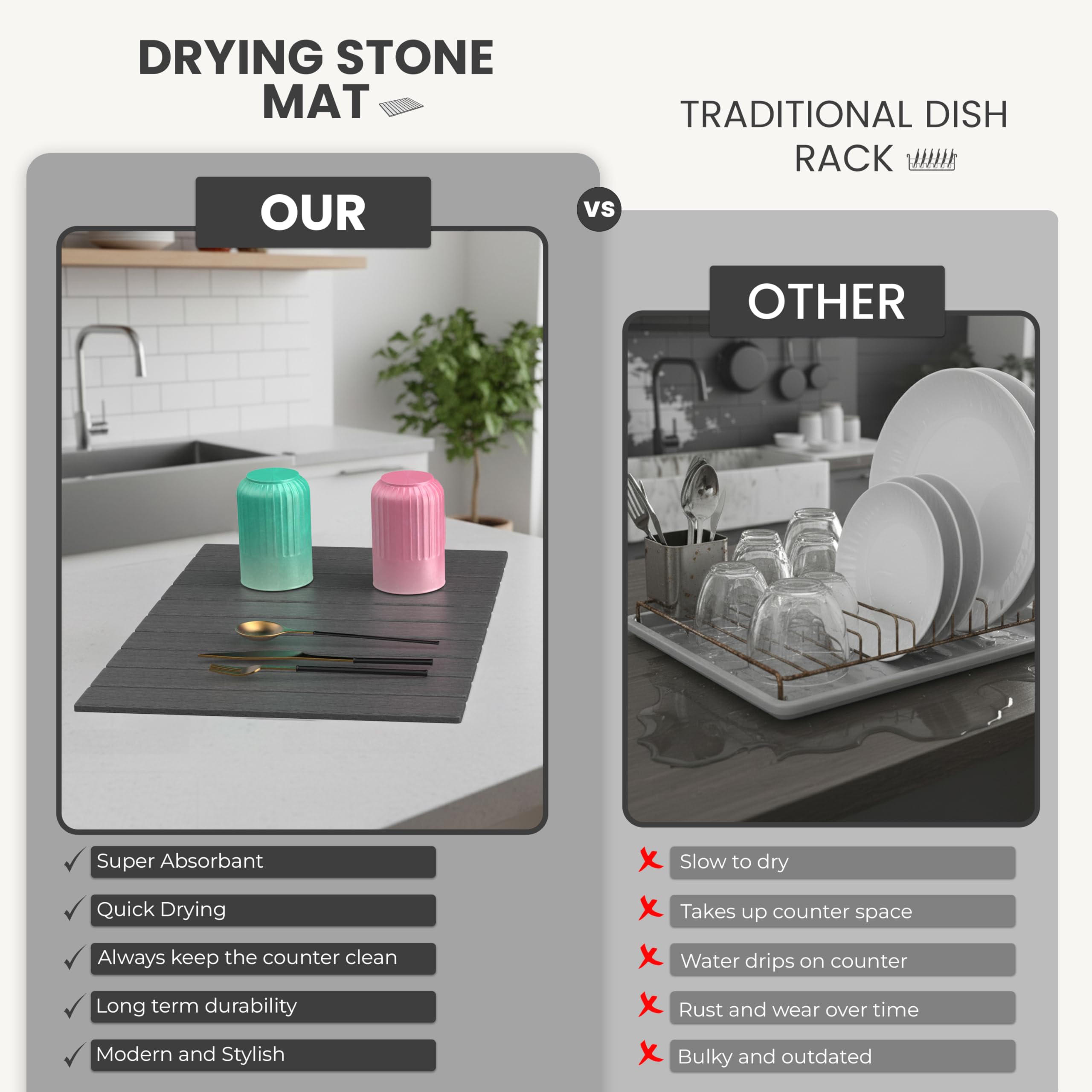 STONITE Material duradero ideal para uso diario en cocina.