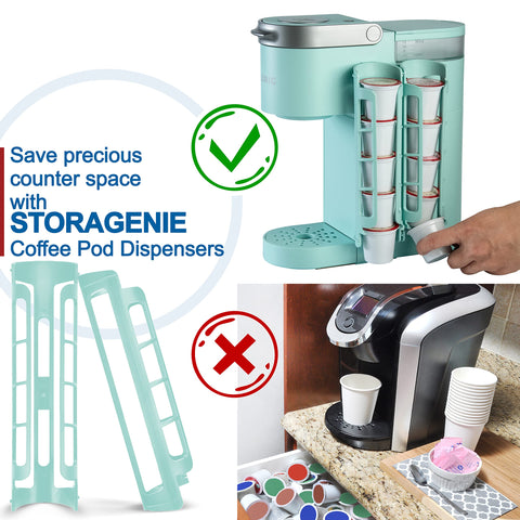 STORAGENIE capacidad expandible para 10 cápsulas Keurig, 2 filas organizadas.