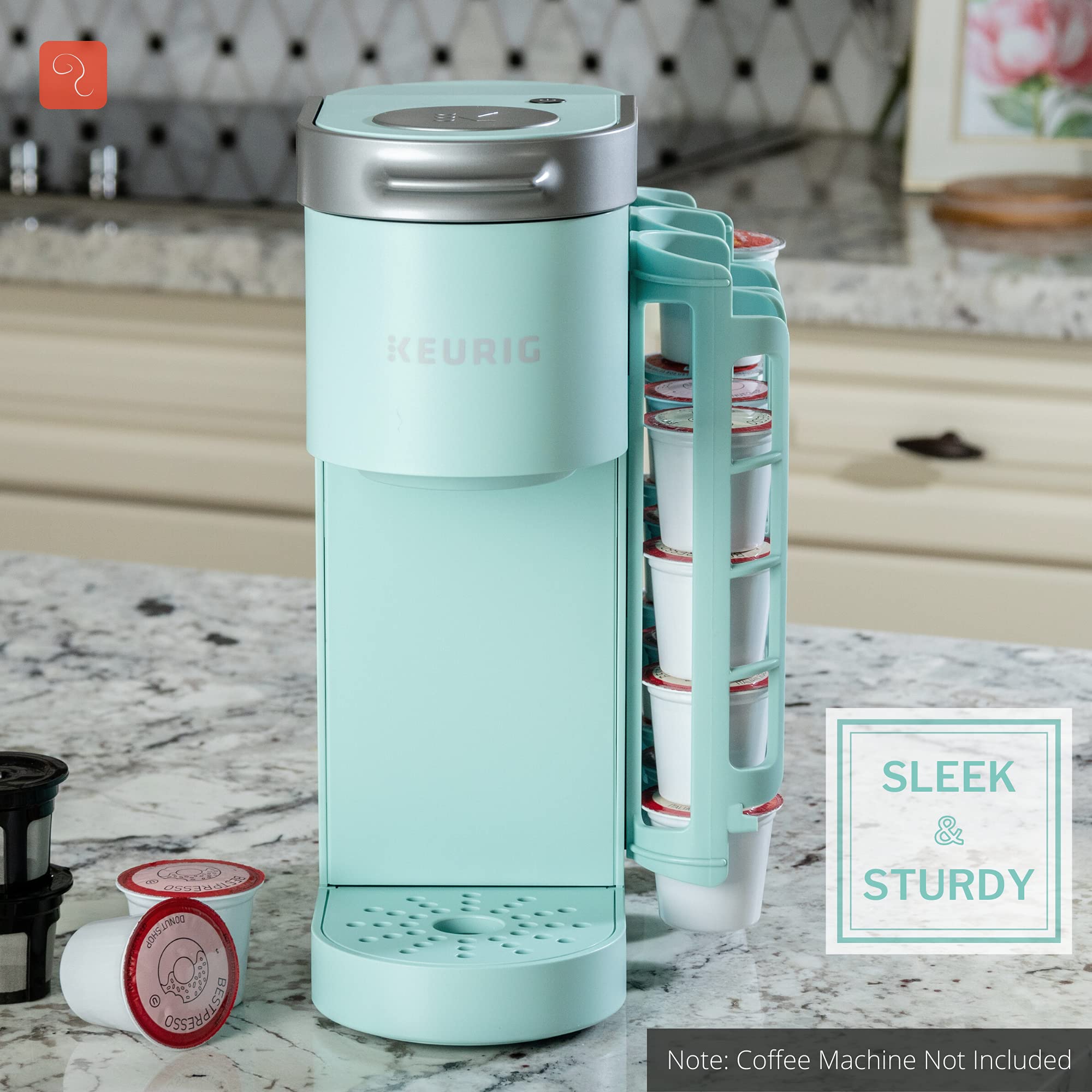 STORAGENIE dispenser cápsulas Keurig 5 por fila para acceso rápido.