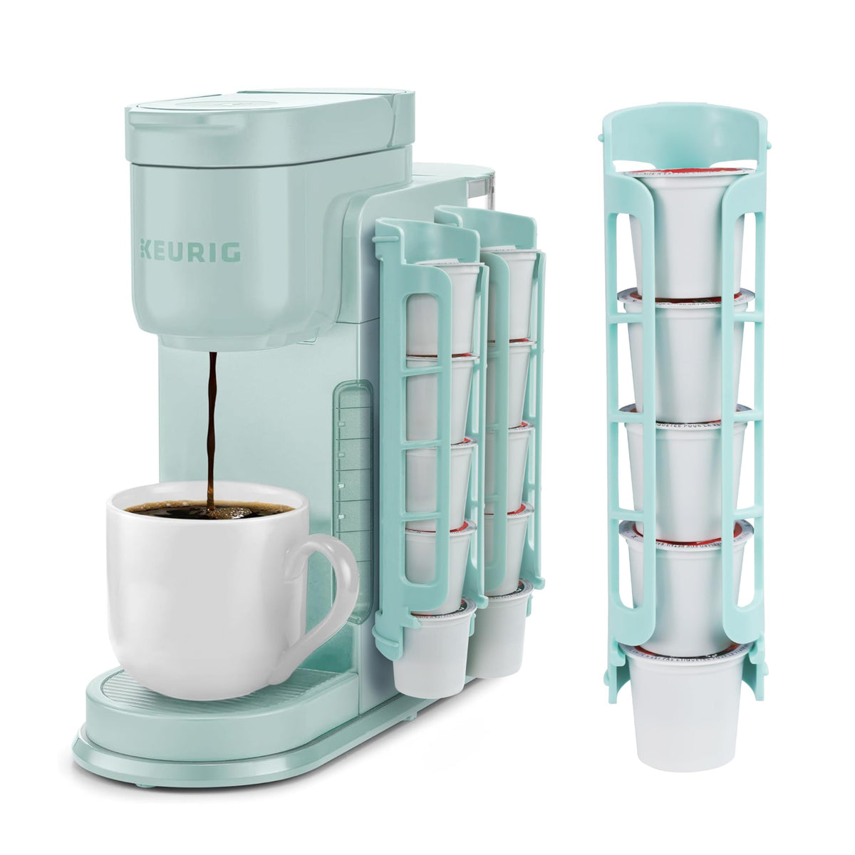 STORAGENIE porta cápsulas Keurig lateral, ahorro de espacio en la cocina.