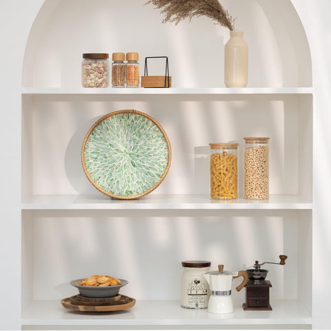 StorageWorks bandeja para frutas y bebidas, práctica y decorativa.