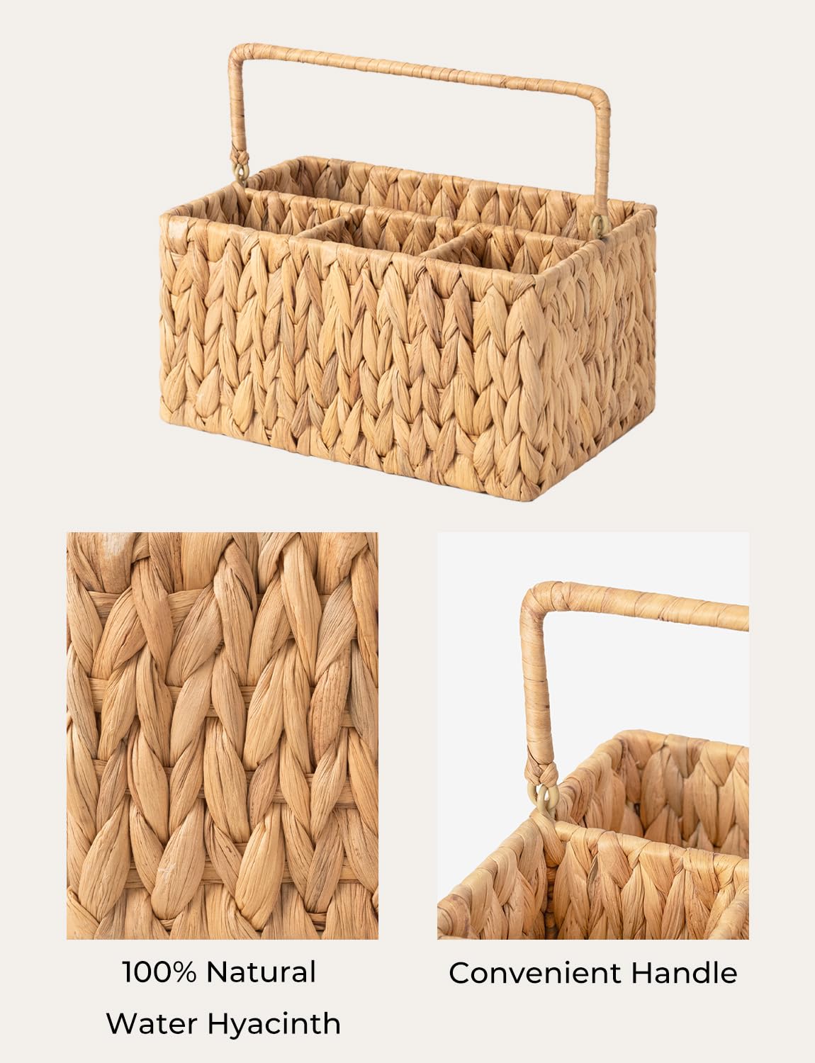 StorageWorks organizador cubiertos mimbre manija superior: transporte cómodo entre cocina y comedor.