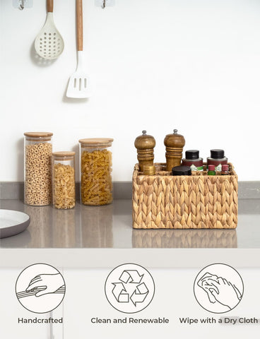 StorageWorks organizador cubiertos mimbre pie resistente: base estable para evitar caídas.