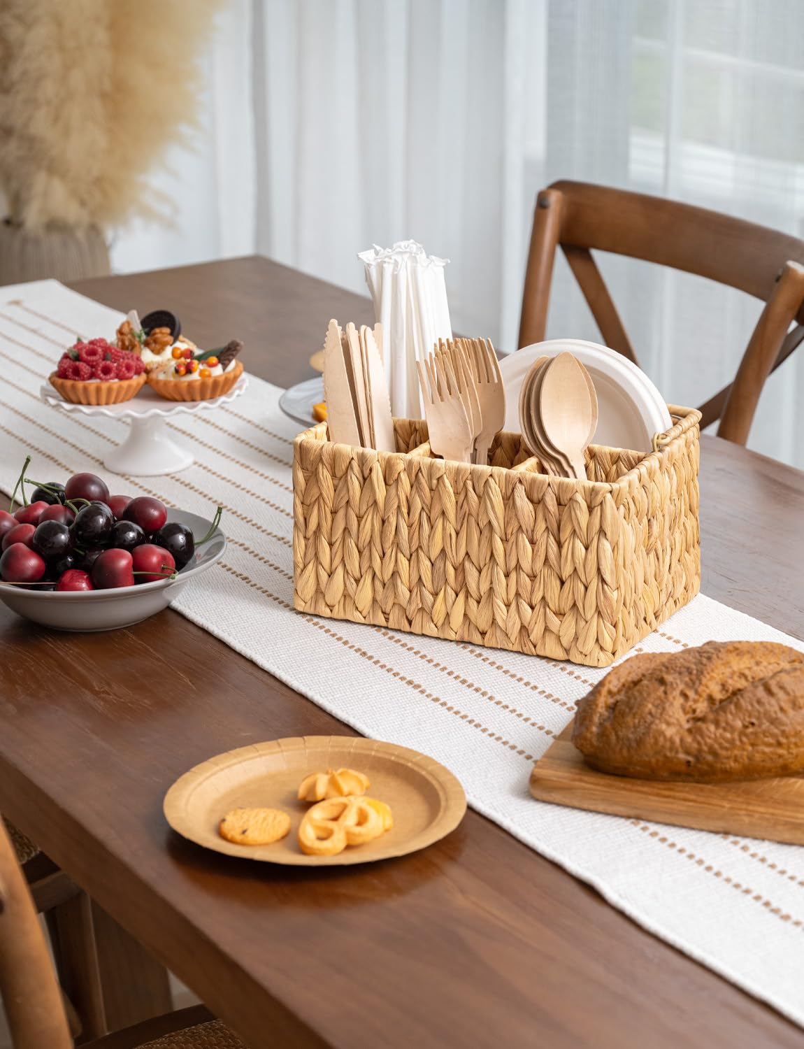 StorageWorks organizador cubiertos mimbre uso cocina: almacenamiento versátil para utensilios y condimentos.