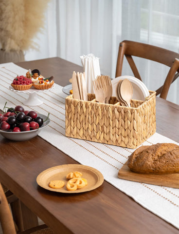 StorageWorks organizador cubiertos mimbre uso cocina: almacenamiento versátil para utensilios y condimentos.