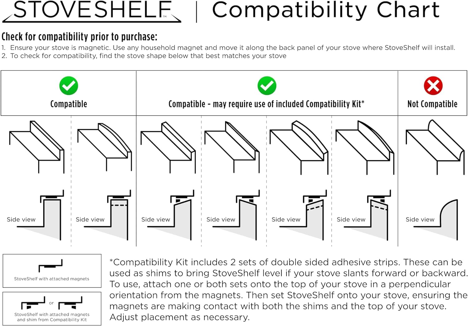 StoveShelf diseño compatible con estufas planas y curvas
