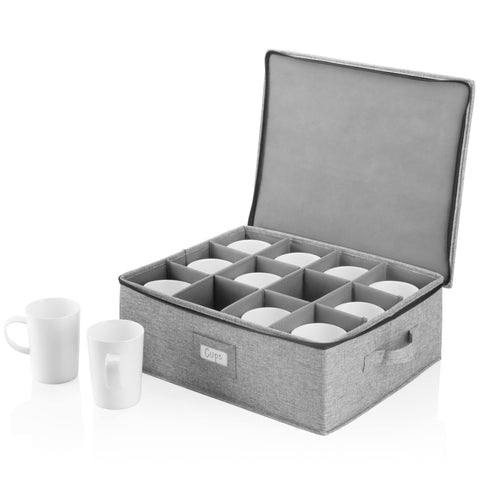 STOZU caja-almacenaje-tazas-12, organización robusta para 12 tazas y transporte seguro.