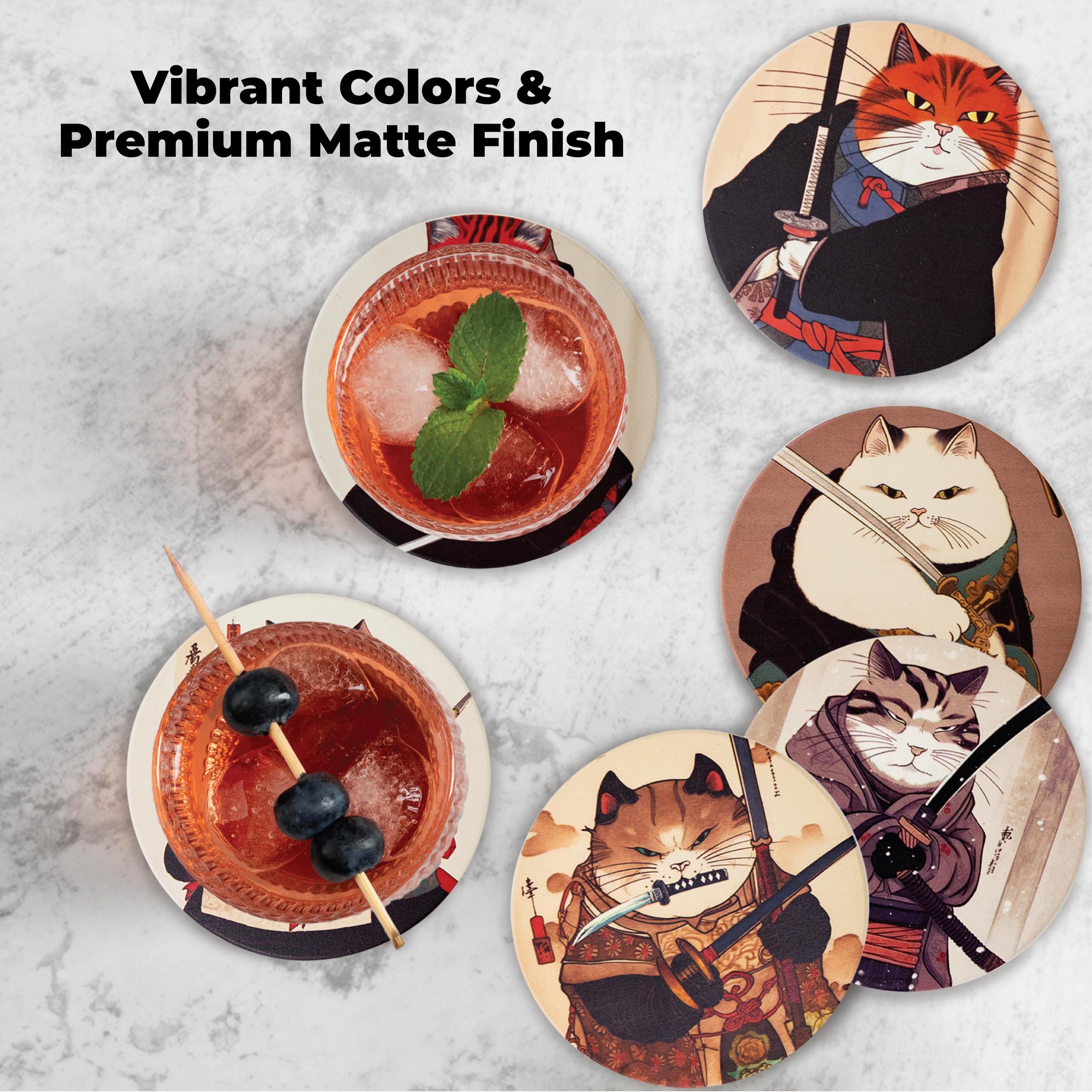 Conjunto de posavasos Straight Coastin para amantes de gatos y humor felino.
