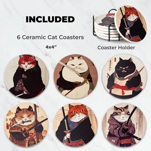 Posavasos anime gatos con diseño divertido para el escritorio de Straight Coastin.