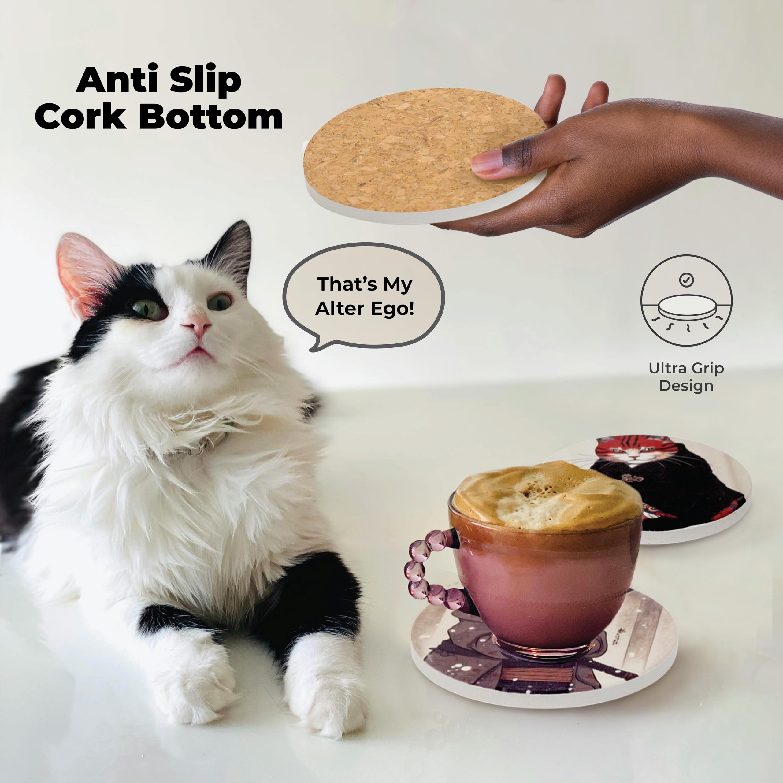 Posavasos Straight Coastin gatos anime, regalo ideal para fiestas y reuniones.