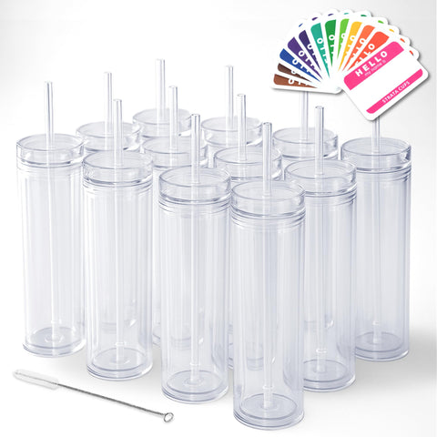 STRATA CUPS 12 tazas claras con tapa y pajilla, evitan derrames y conservan temperatura.