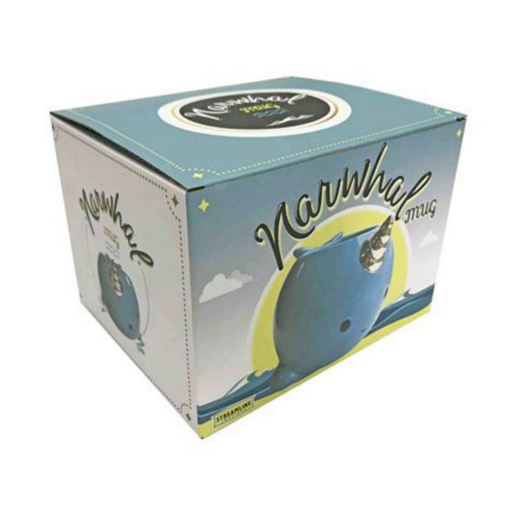 Streamline Imagined narval azul: detalle del diseño cerámico para taza.