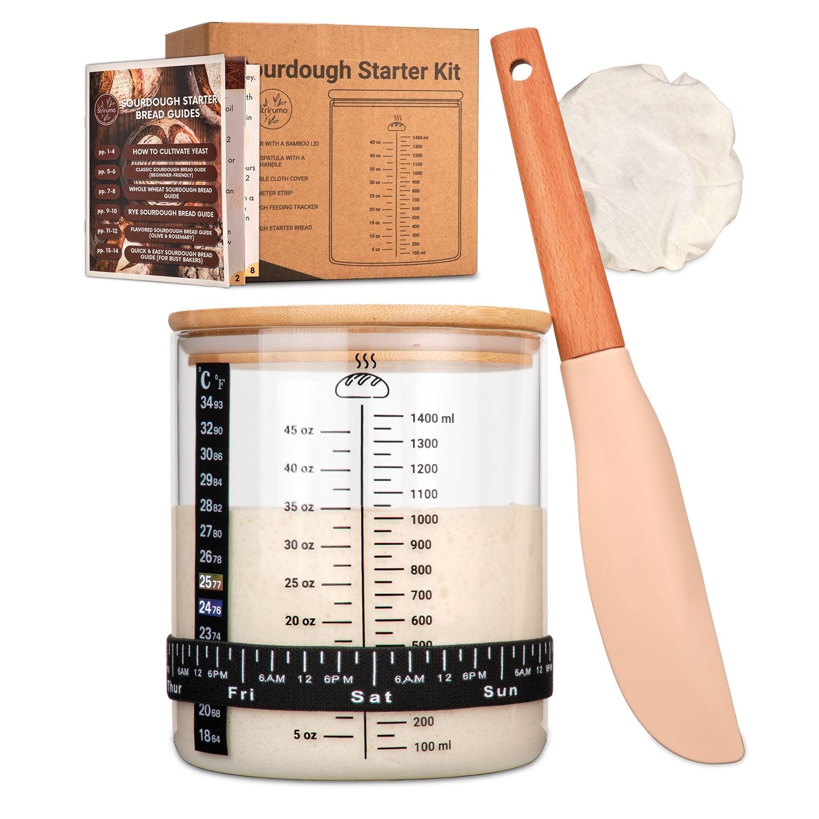 Strirumo jarra de fermentación 58oz para cultivar masa madre con facilidad.