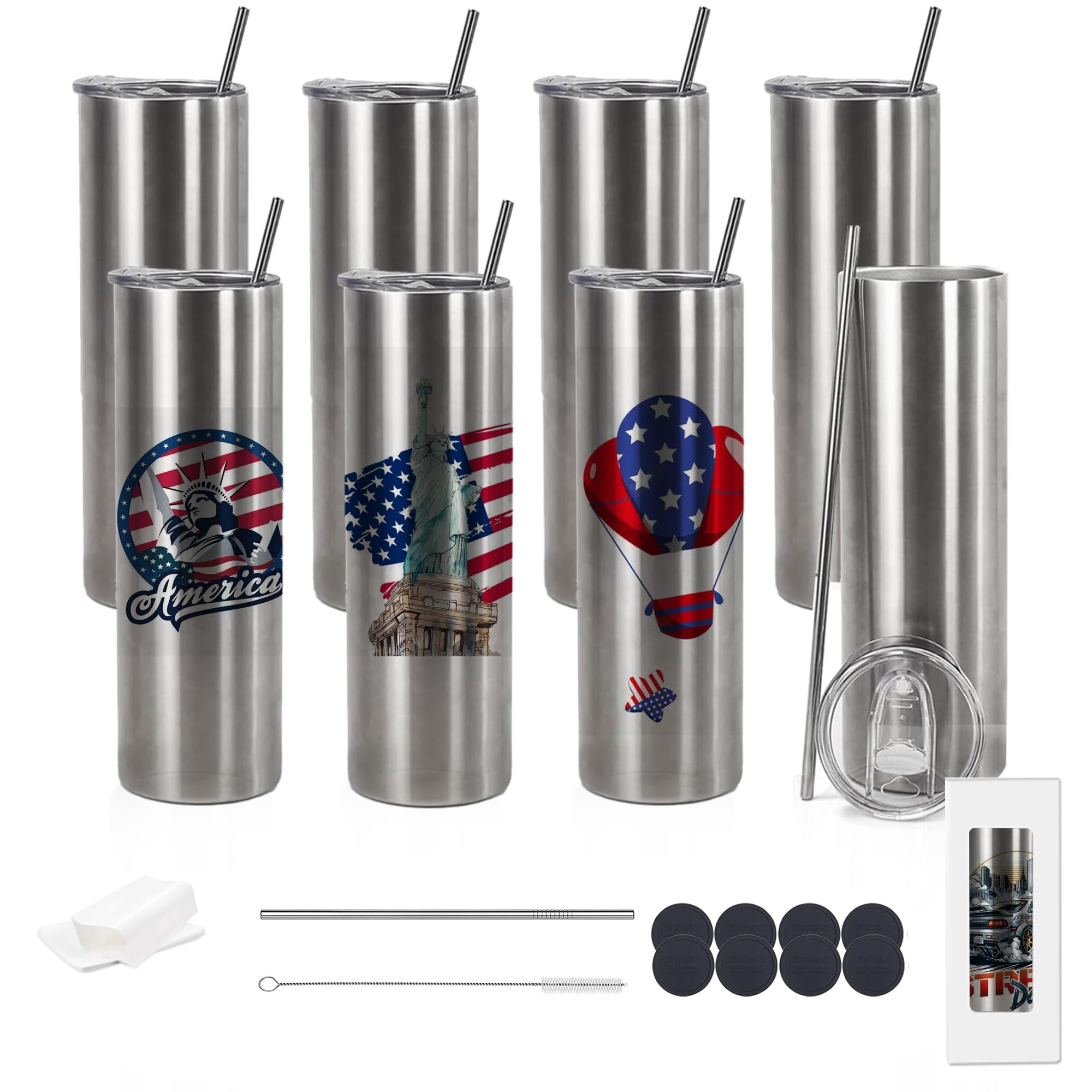 Stvyar tumbler sublimacion borde plano 20oz, ideal para patrones completos.