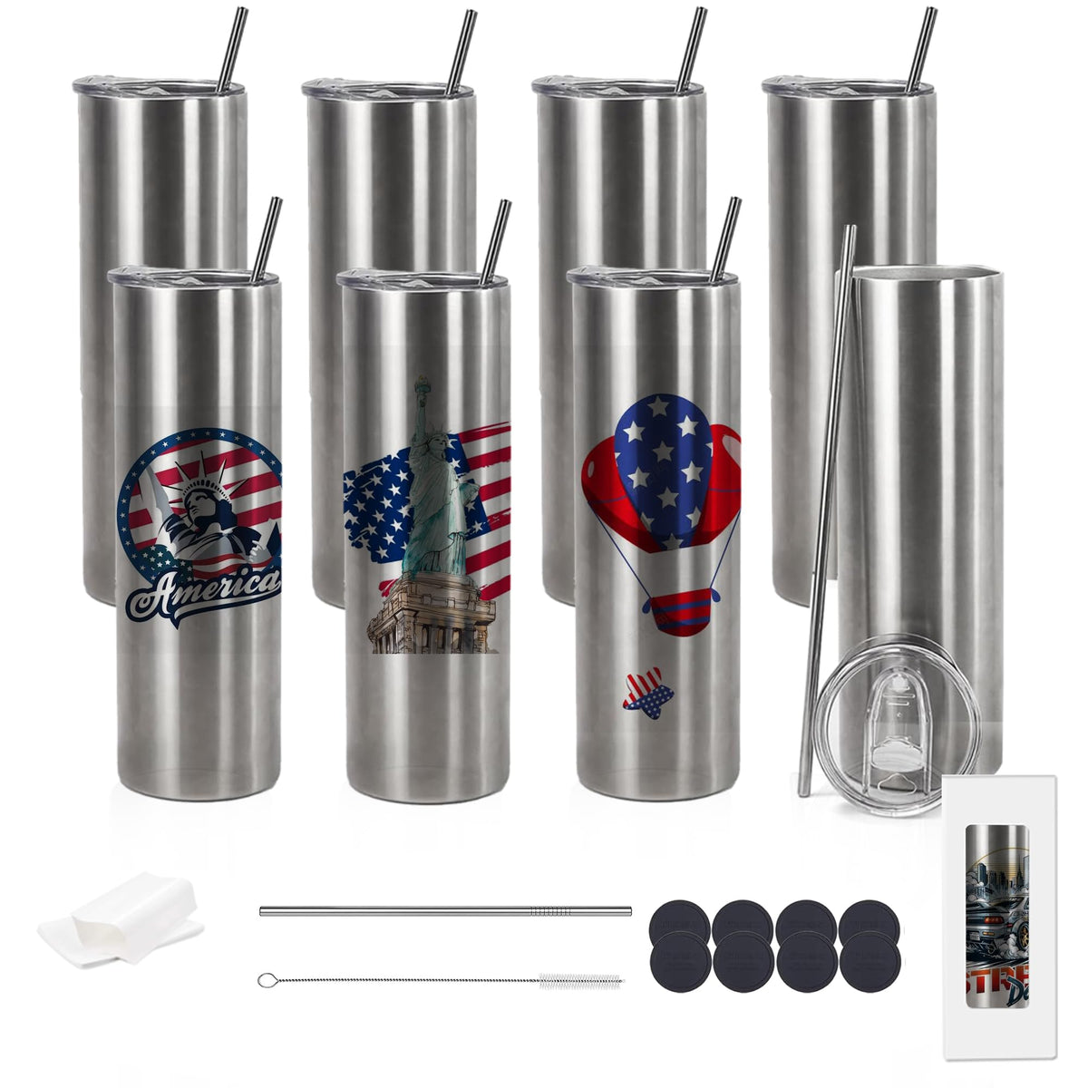 Stvyar tumbler sublimacion borde plano 20oz, ideal para patrones completos.