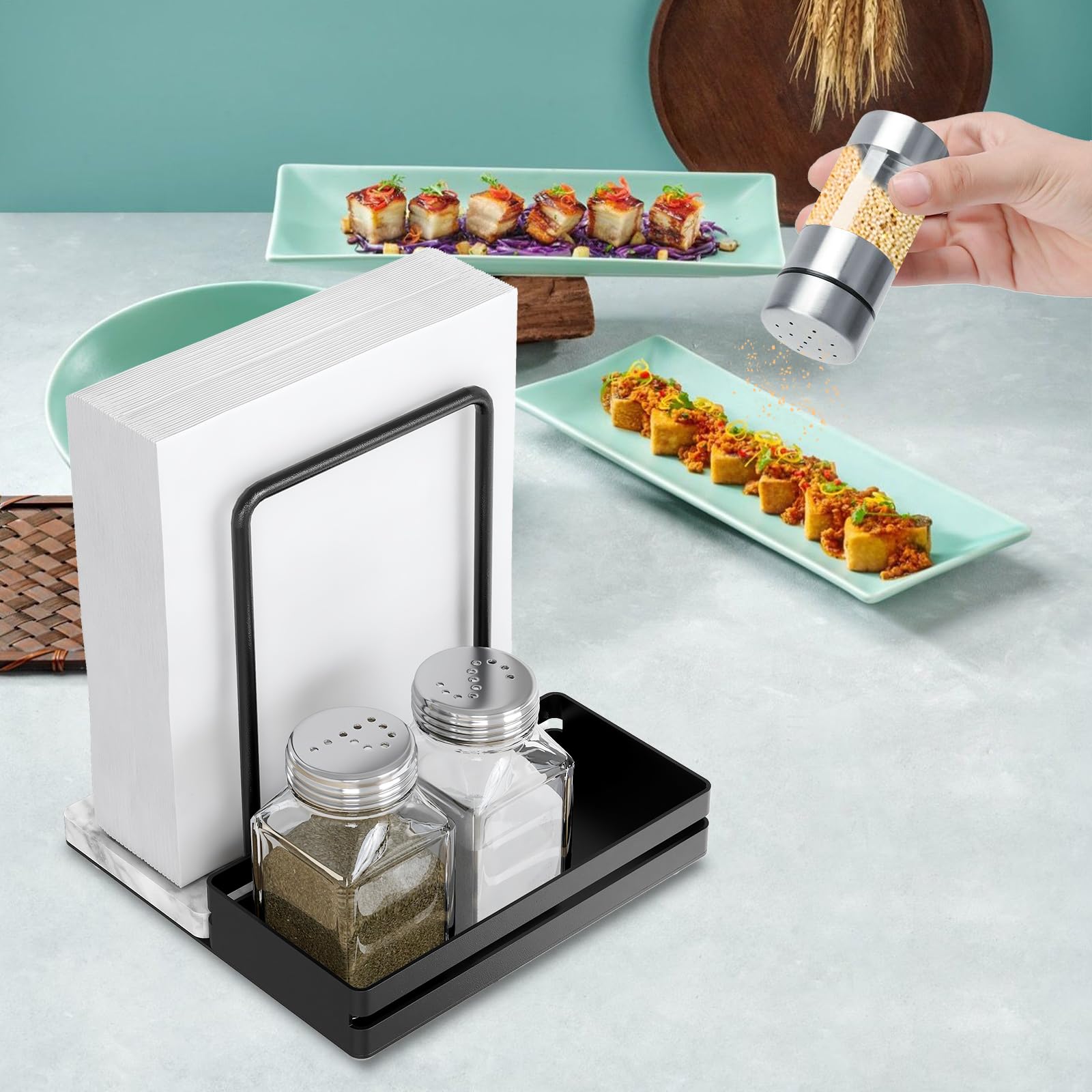 STWWO porta-servilletas con base estable, ideal para sobremesa y cenas.