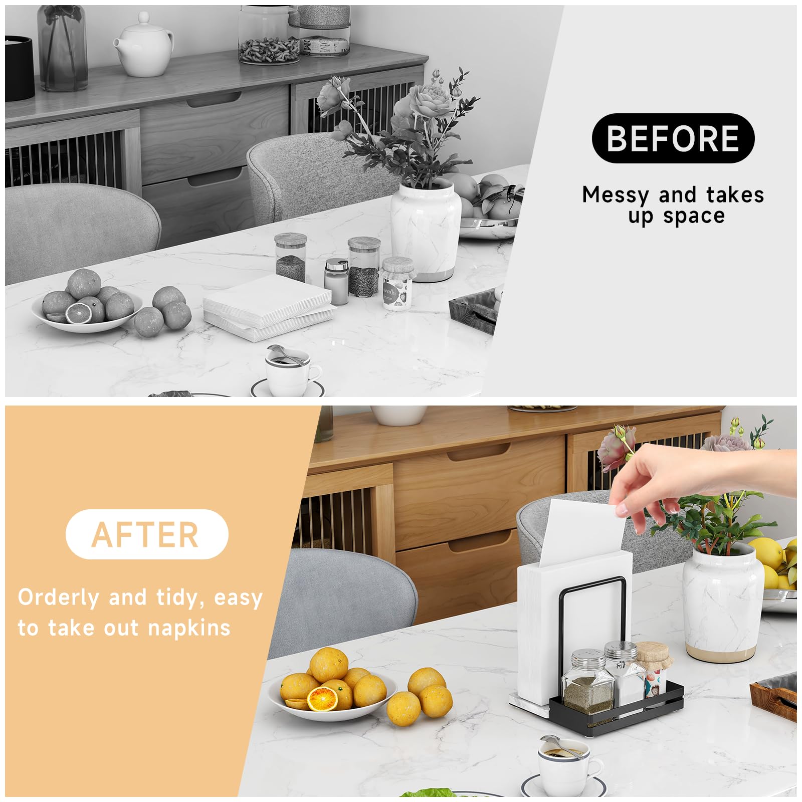 STWWO porta-servilletas multifuncional, condimentos a mano para comidas rápidas.