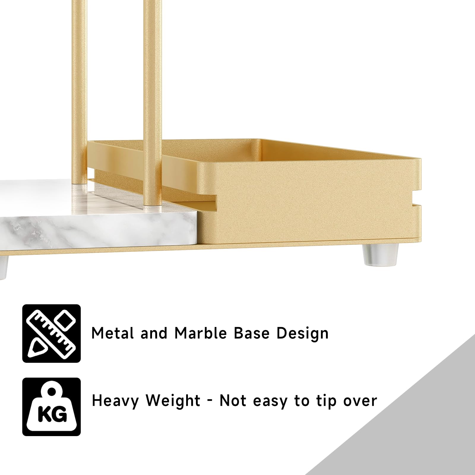 Porta servilletas STWWO en marmol dorado, ideal para comedor moderno.